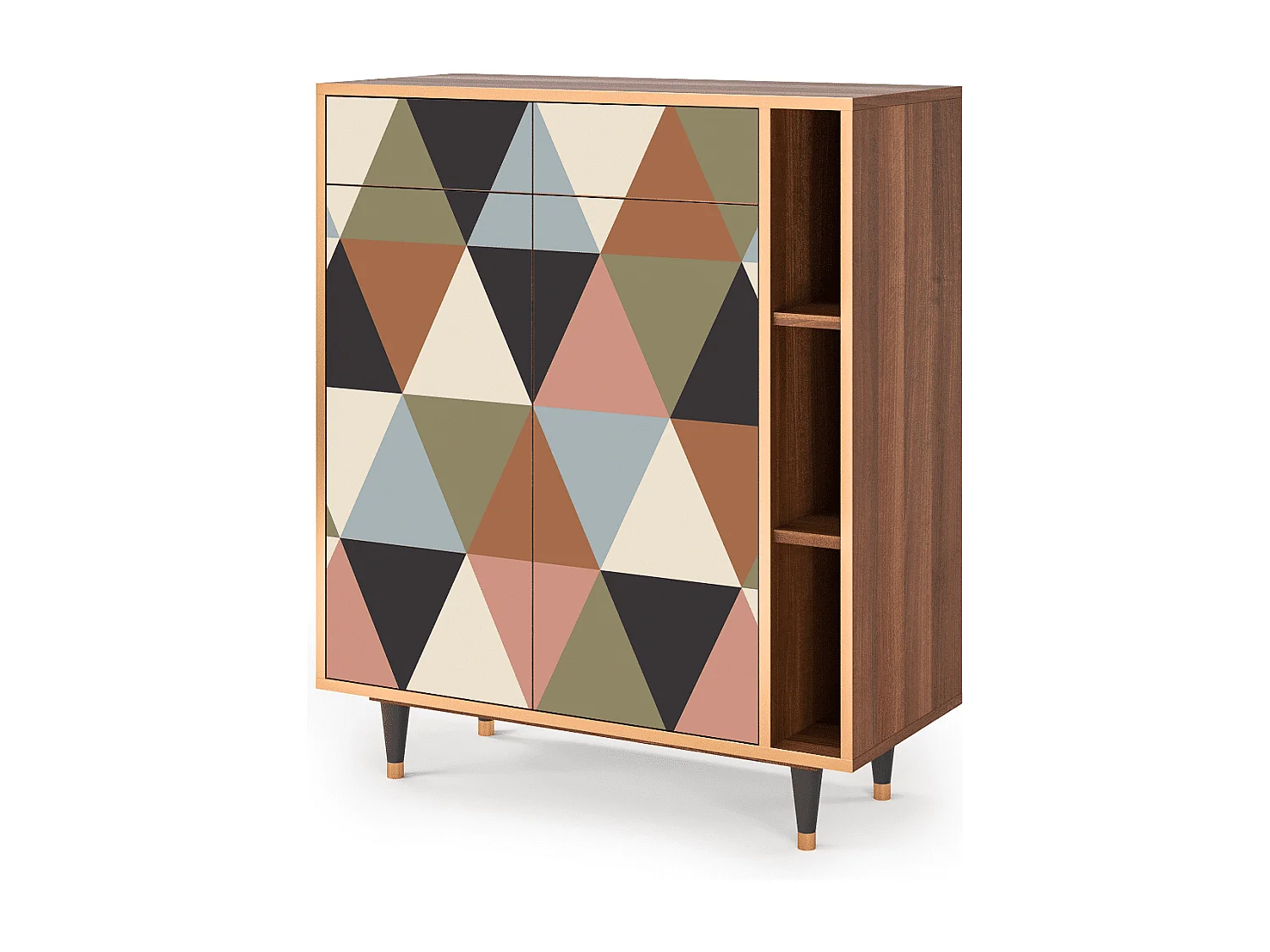 Kredens - 96х110х41 cm - BS6 - Royal Triangles, Orzech