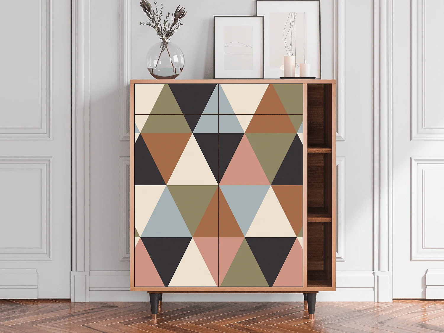 Dressoir - 96х110х41 cm - BS6 - Royal Triangles, Walnoot