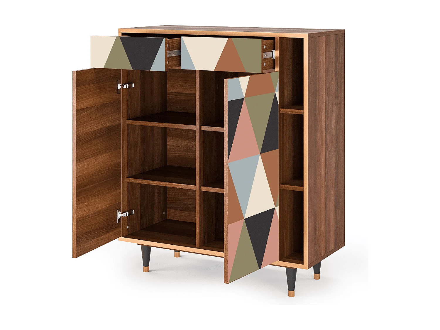 Dressoir - 96х110х41 cm - BS6 - Royal Triangles, Walnoot