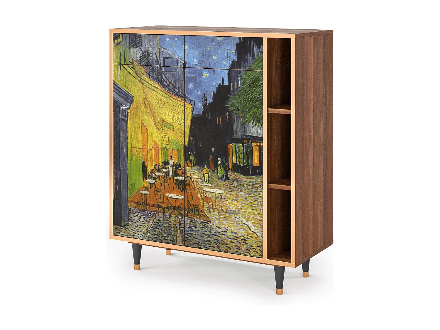 Kredens - 96х110х41 cm - BS6 - Café Terrace at Night, Orzech