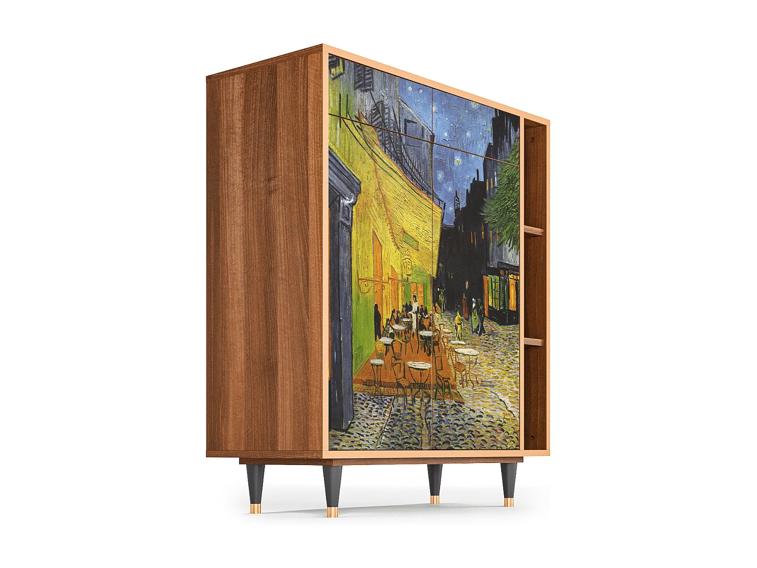 Kredens - 96х110х41 cm - BS6 - Café Terrace at Night, Orzech