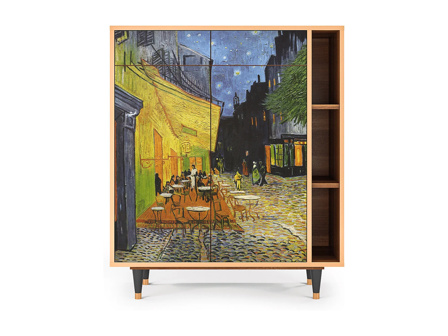 Kredens - 96х110х41 cm - BS6 - Café Terrace at Night, Orzech