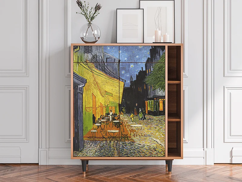 Kredens - 96х110х41 cm - BS6 - Café Terrace at Night, Orzech