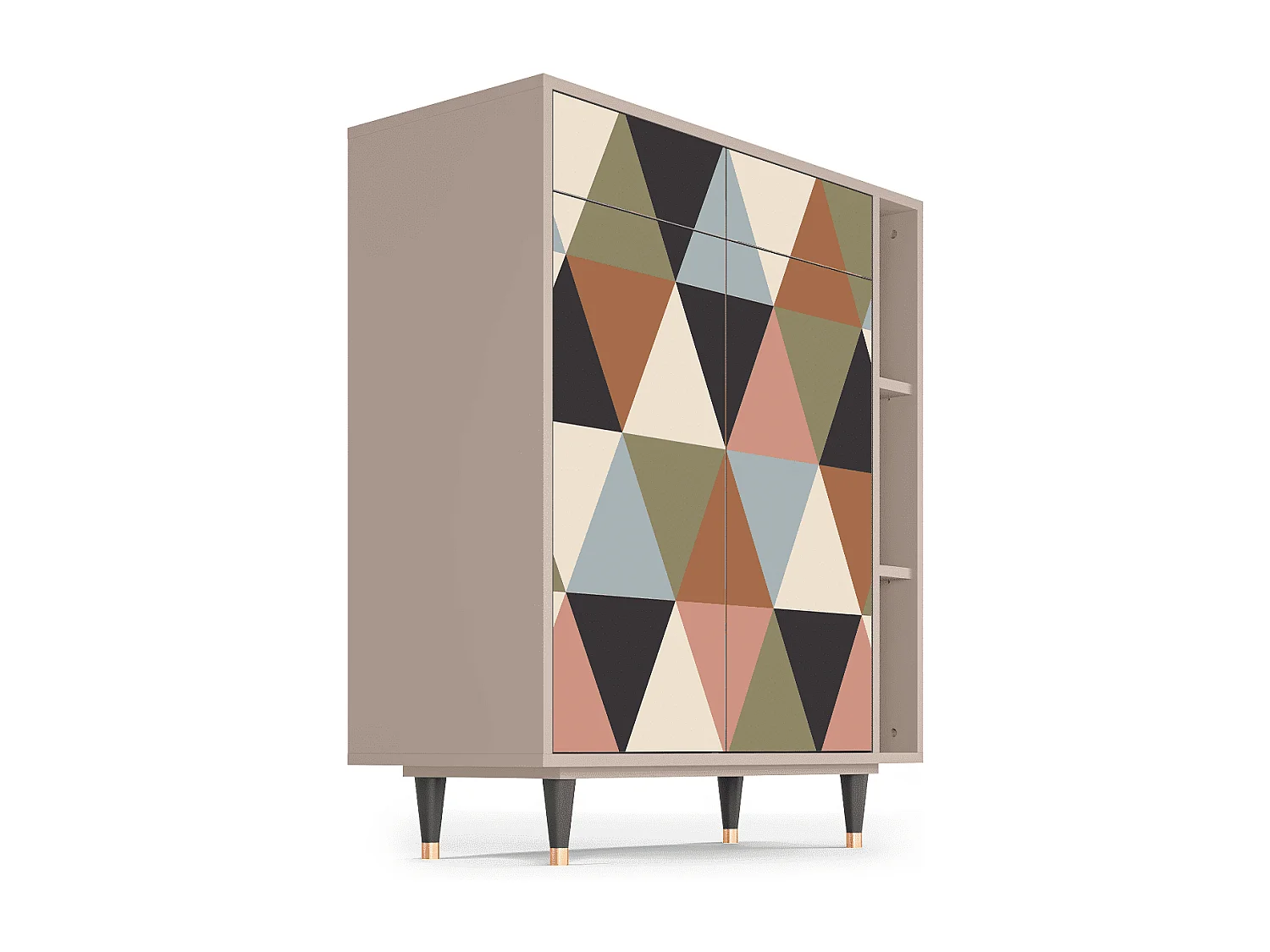 Kredens - 96х110х41 cm - BS6 - Royal Triangles, Latte