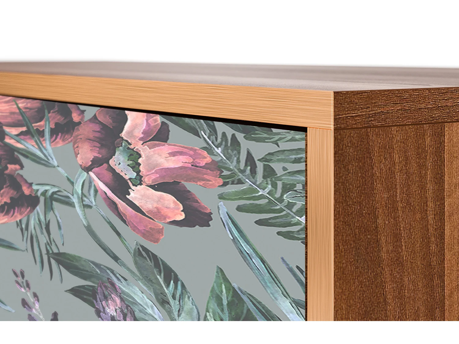 Kredens - 115х84х41 cm - S3 - Light Peonies, Orzech