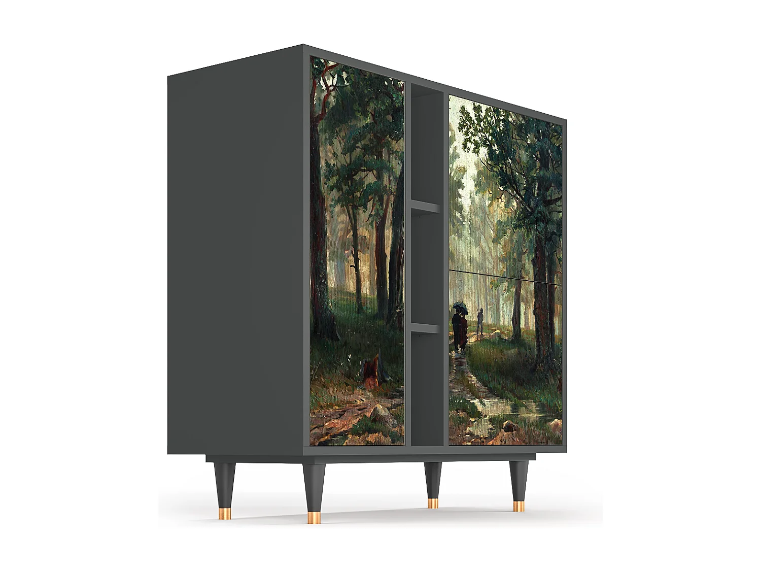 Kredens - 94х96х41 cm - BS5 -  Rain in the Oak Forest, Antracyt