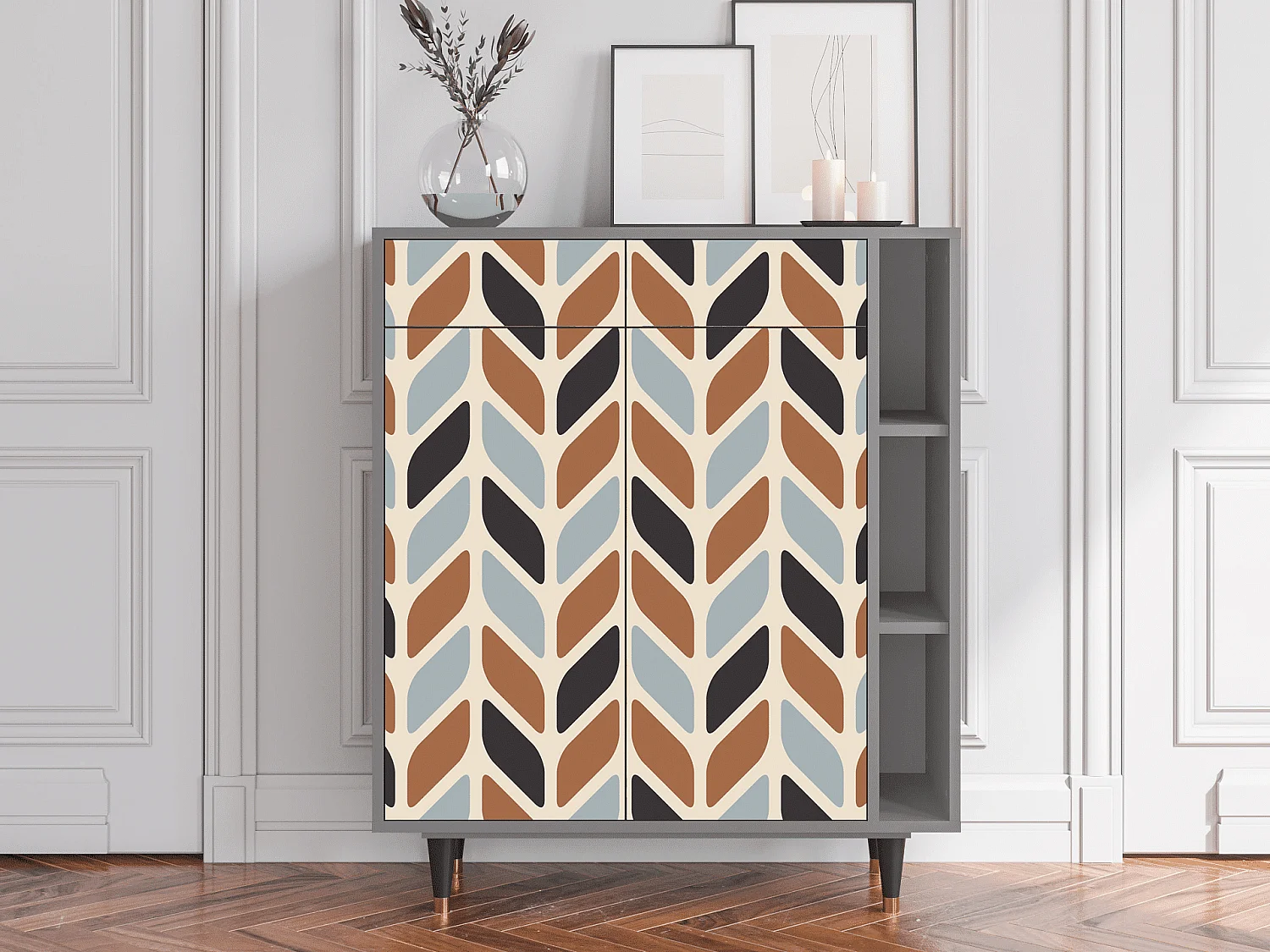 Sideboard - 96х110х41 cm - BS6 - Beige Laure, Grau