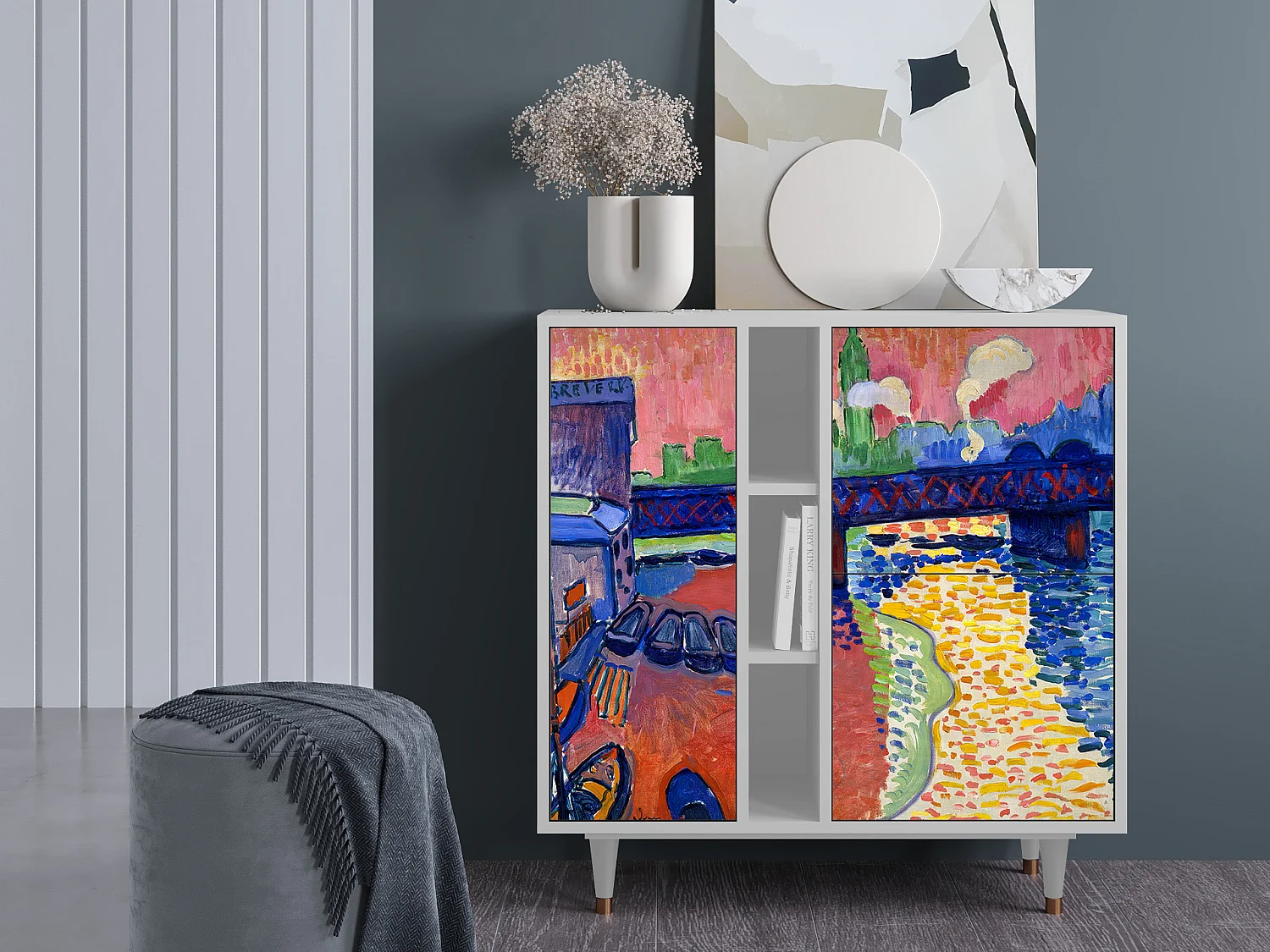 Kredens - 94х96х41 cm - BS5 - Charing Cross Bridge, Biały