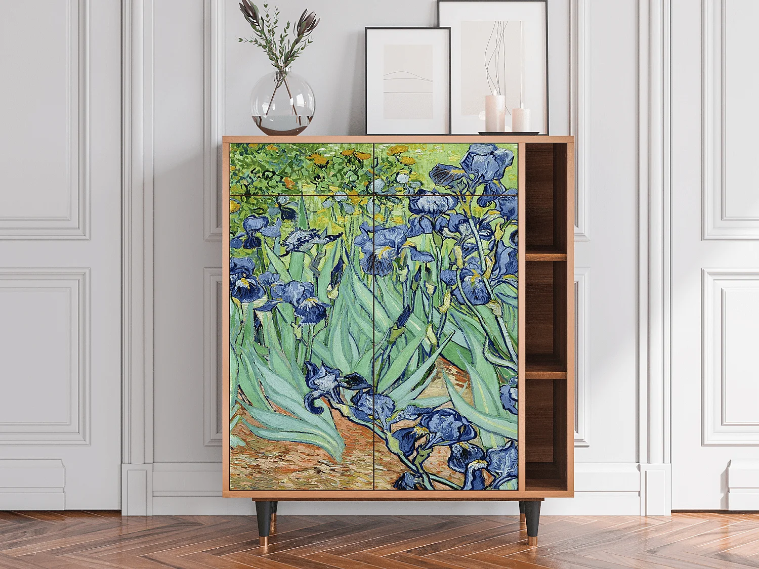 Kredens - 96х110х41 cm - BS6 - Irises , Orzech