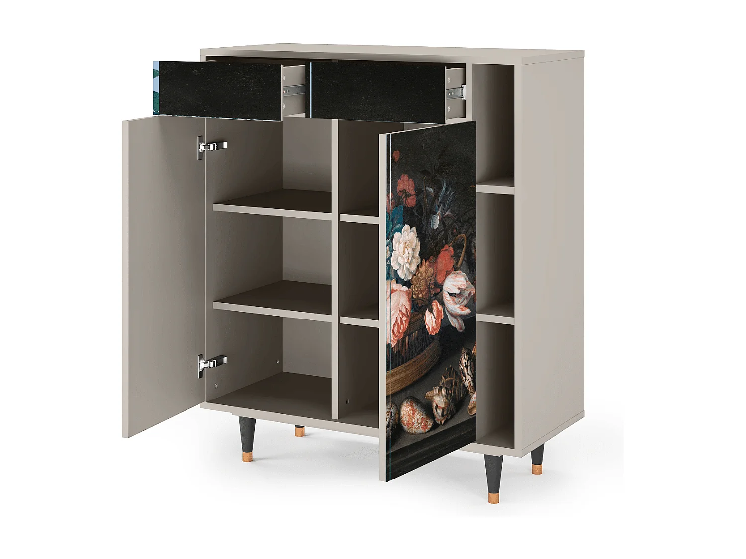 Credenza - 96х110х41 cm - BS6 - Still Life with Flowers, Sabbia