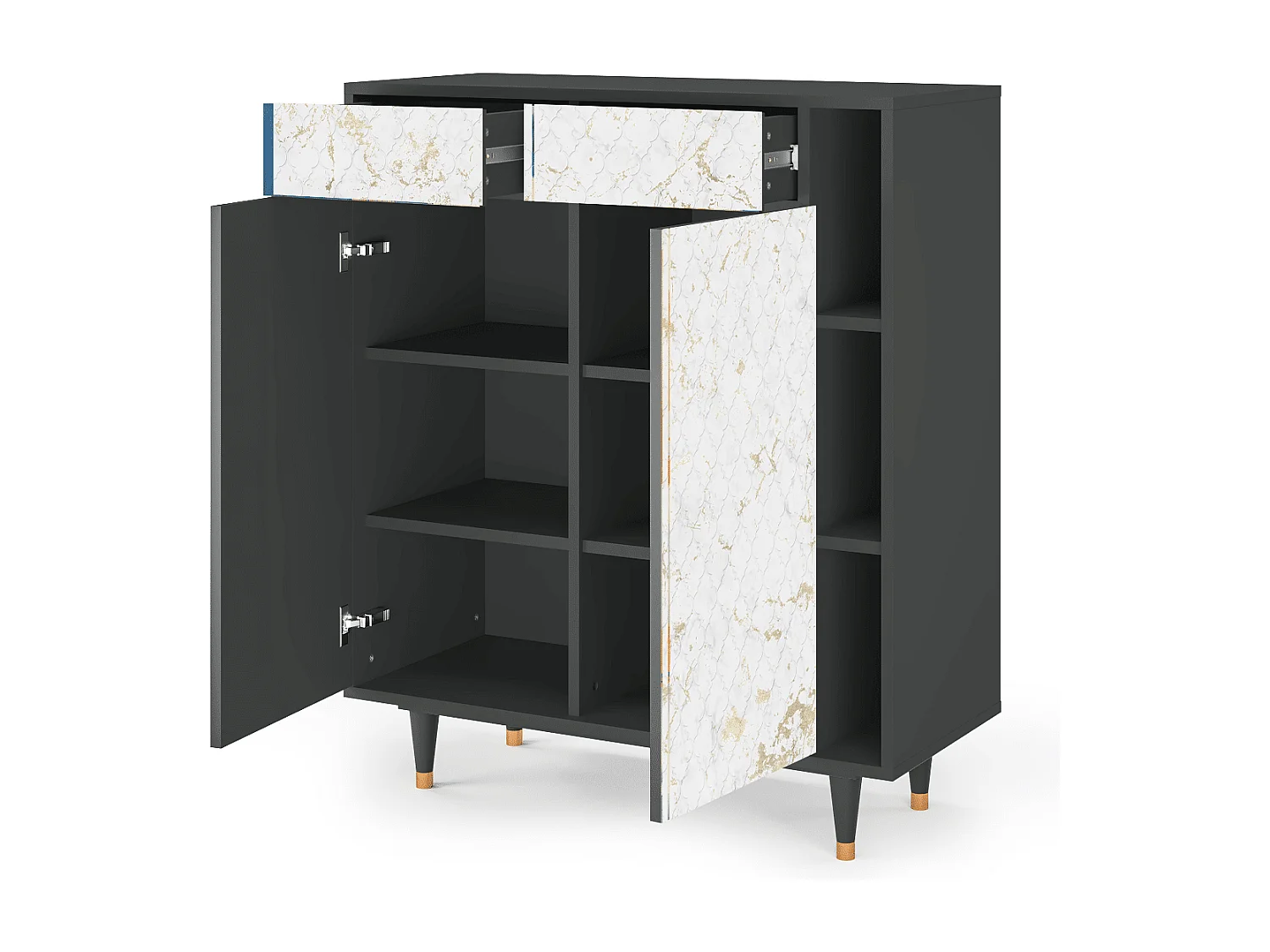 Kredens - 96х110х41 cm - BS6 - Sweet Cotton, Antracyt