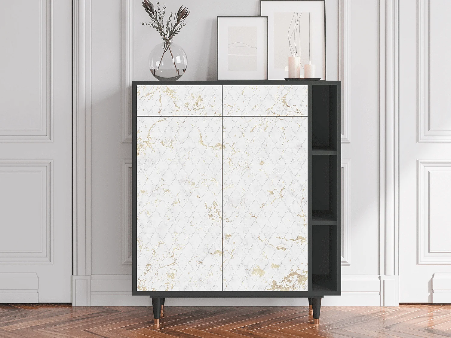 Credenza - 96х110х41 cm - BS6 - Sweet Cotton, Antracite