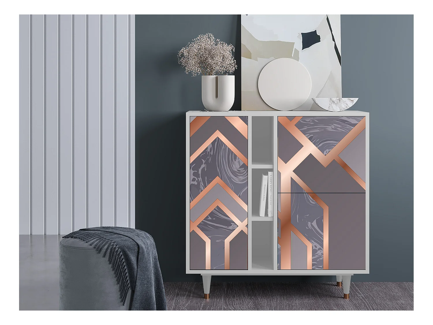 Sideboard - 94х96х41 cm - BS5 - Taupe Anatomy, Weiß