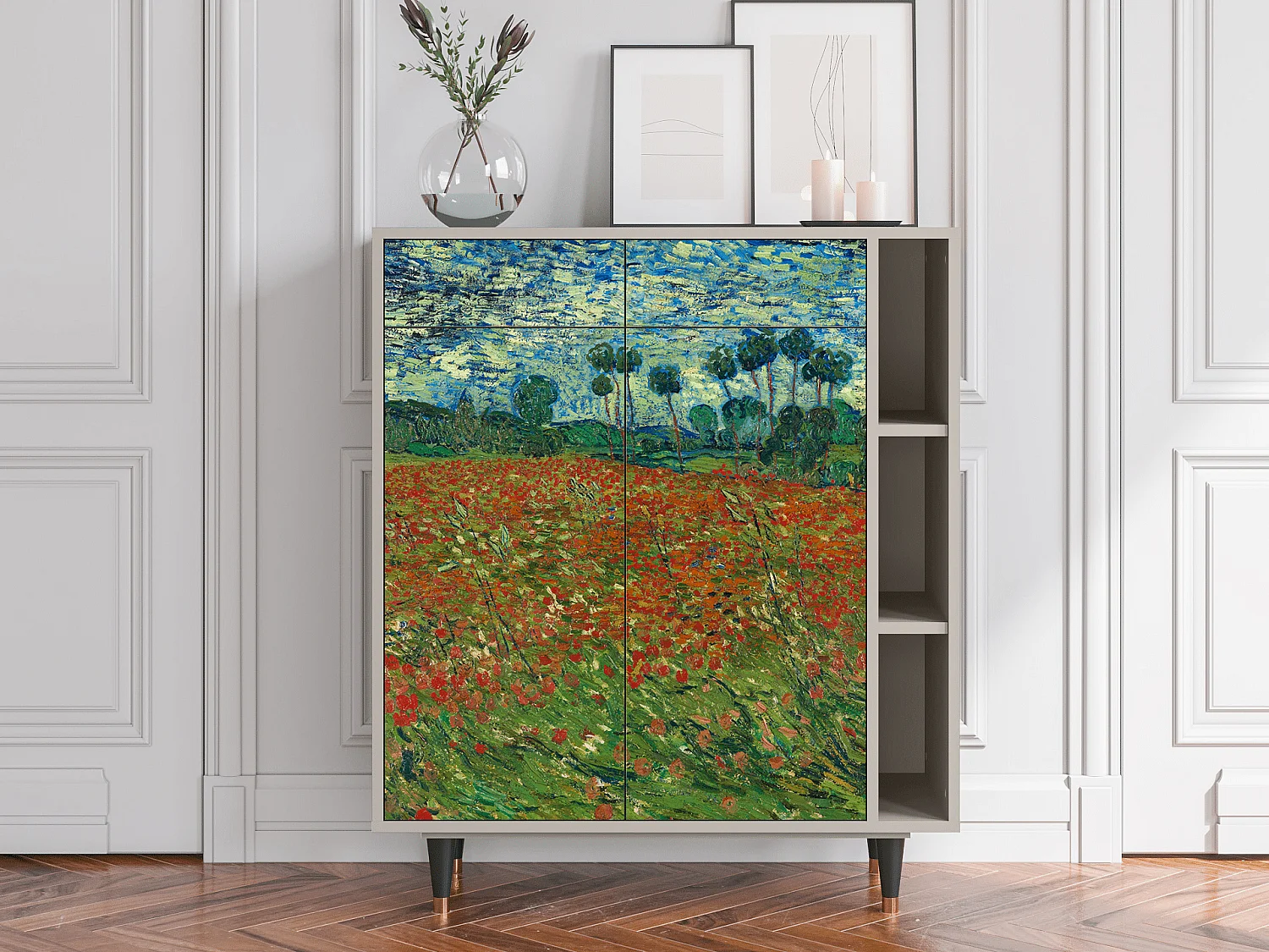 Credenza - 96х110х41 cm - BS6 - Poppy field by van Gogh, Sabbia