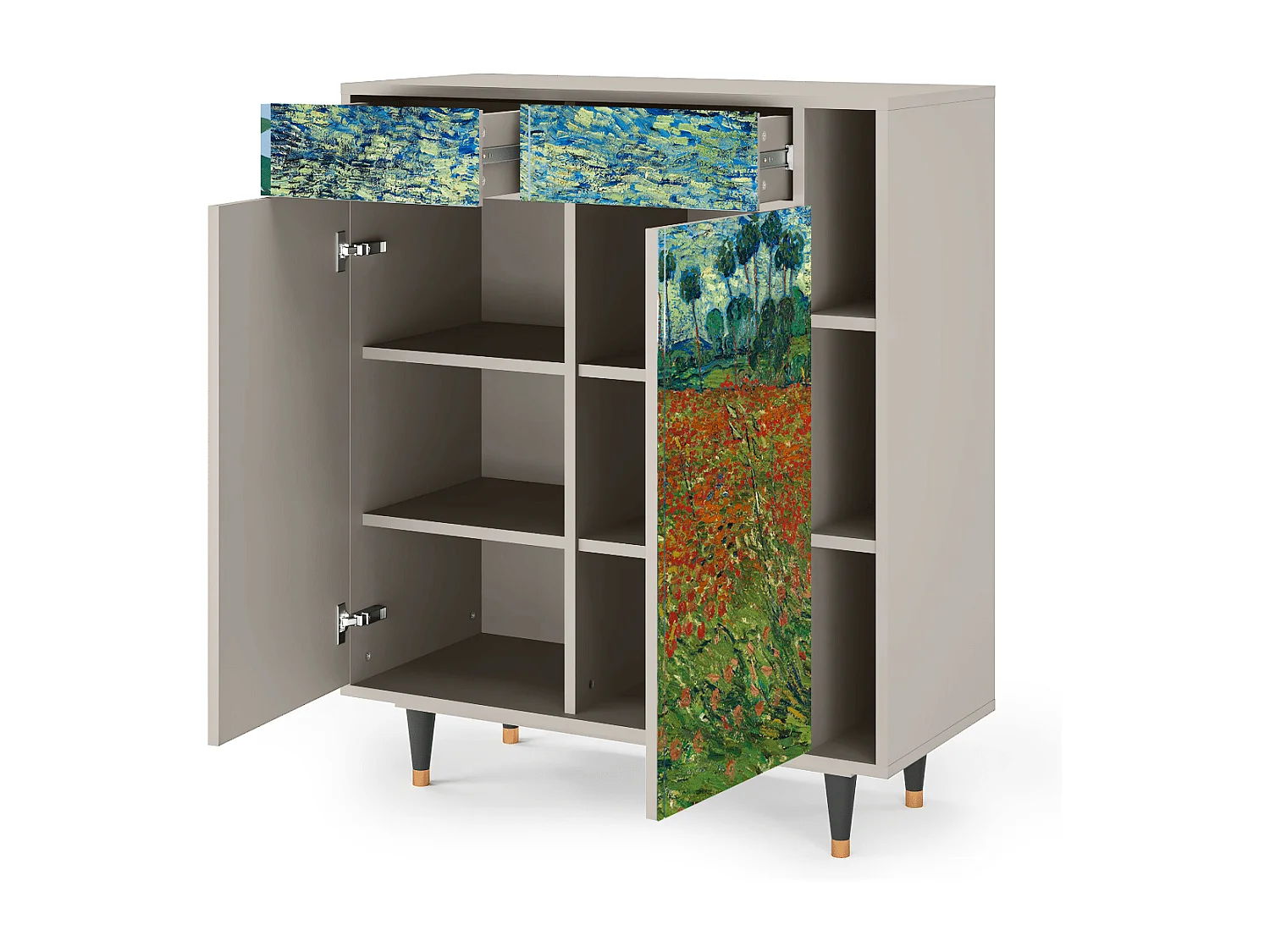 Credenza - 96х110х41 cm - BS6 - Poppy field by van Gogh, Sabbia