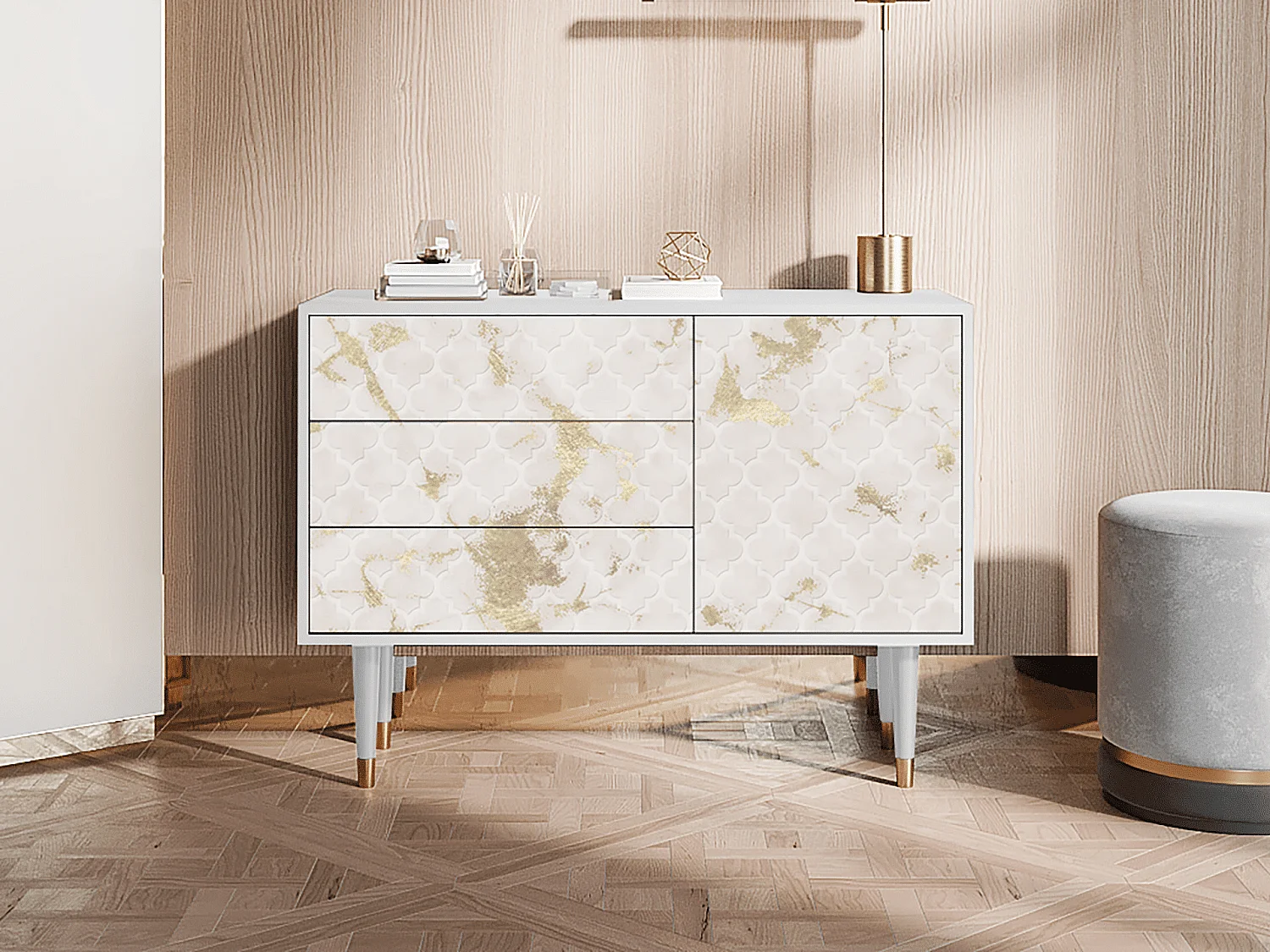 Aparador - 115х84х41 cm - S3 - Sahara desert, Branco