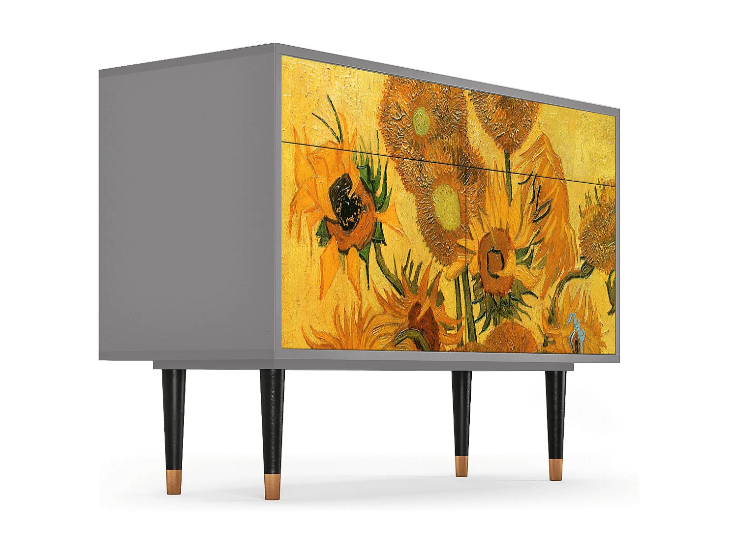 Credenza - 115x85x48 cm - BS4 - Sunflowers, Grigio