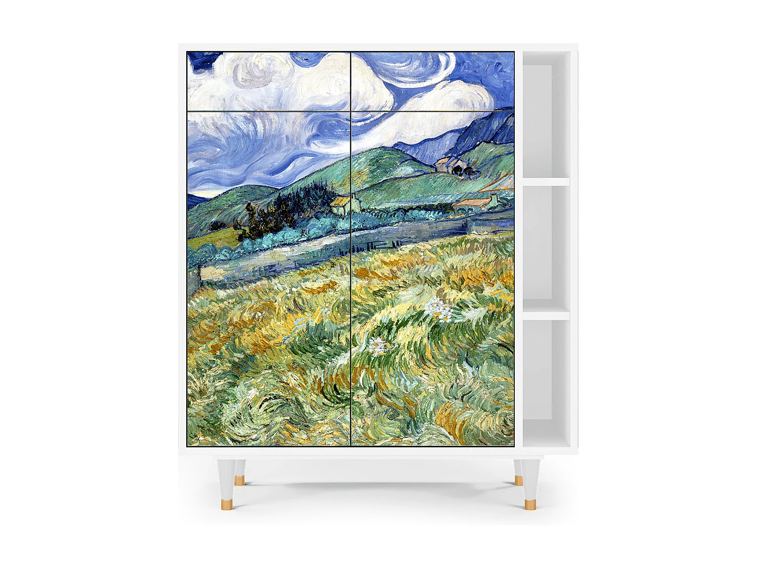 Kredens - 96х110х41 cm - BS6 - Landscape, Biały