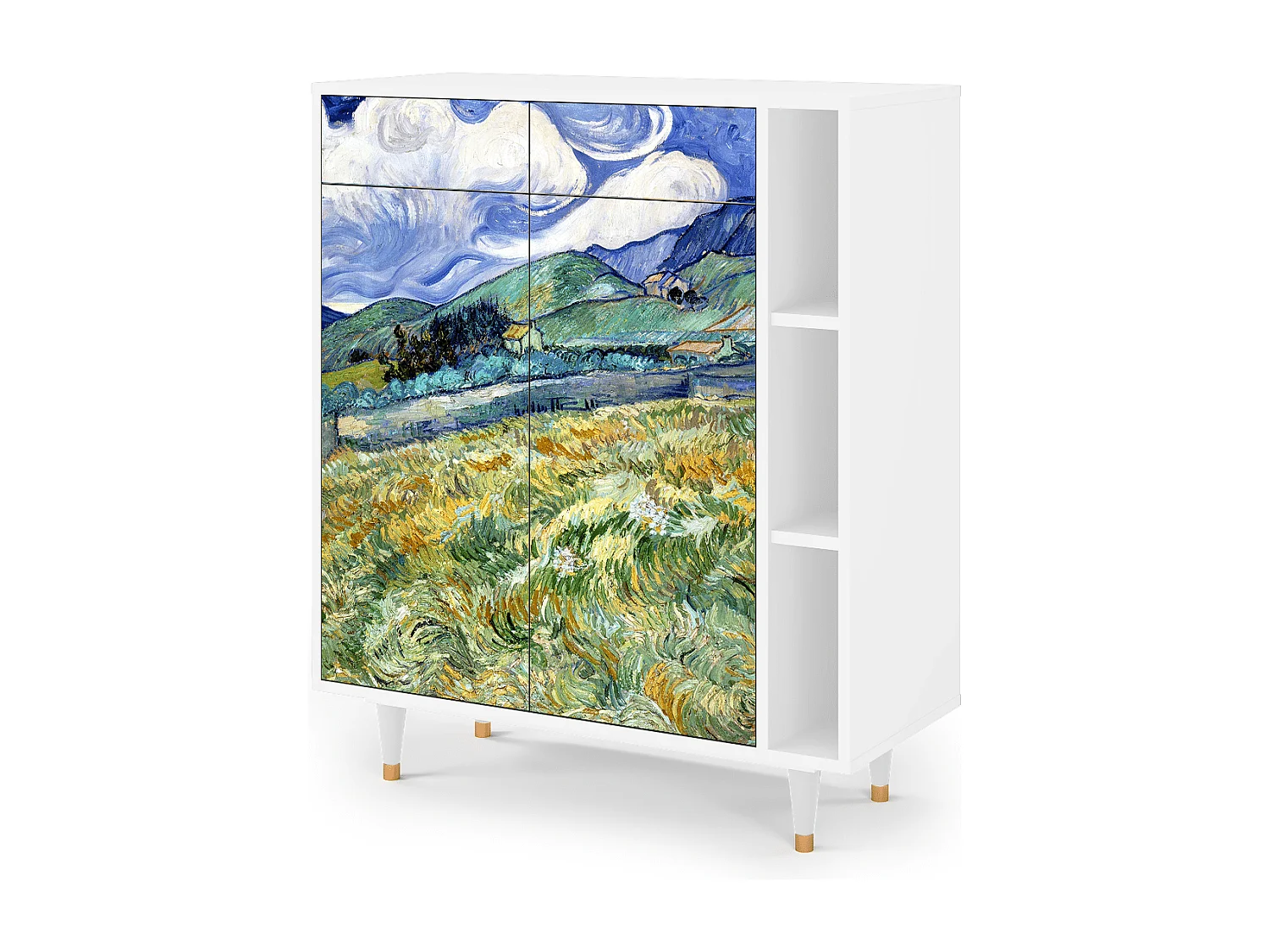 Kredens - 96х110х41 cm - BS6 - Landscape, Biały