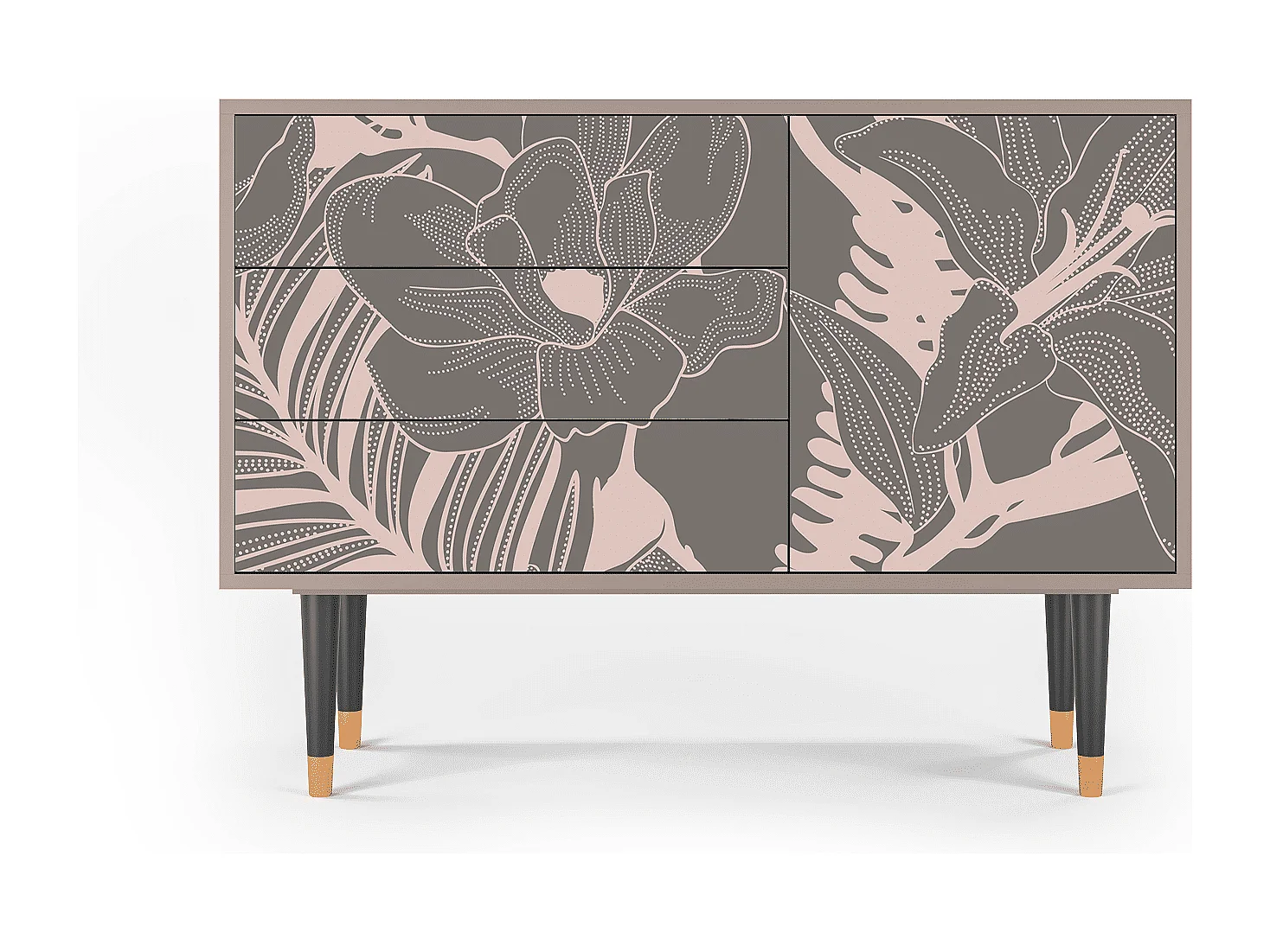 Kredens - 115х84х41 cm - S3 - Issabelline Flower, Latte