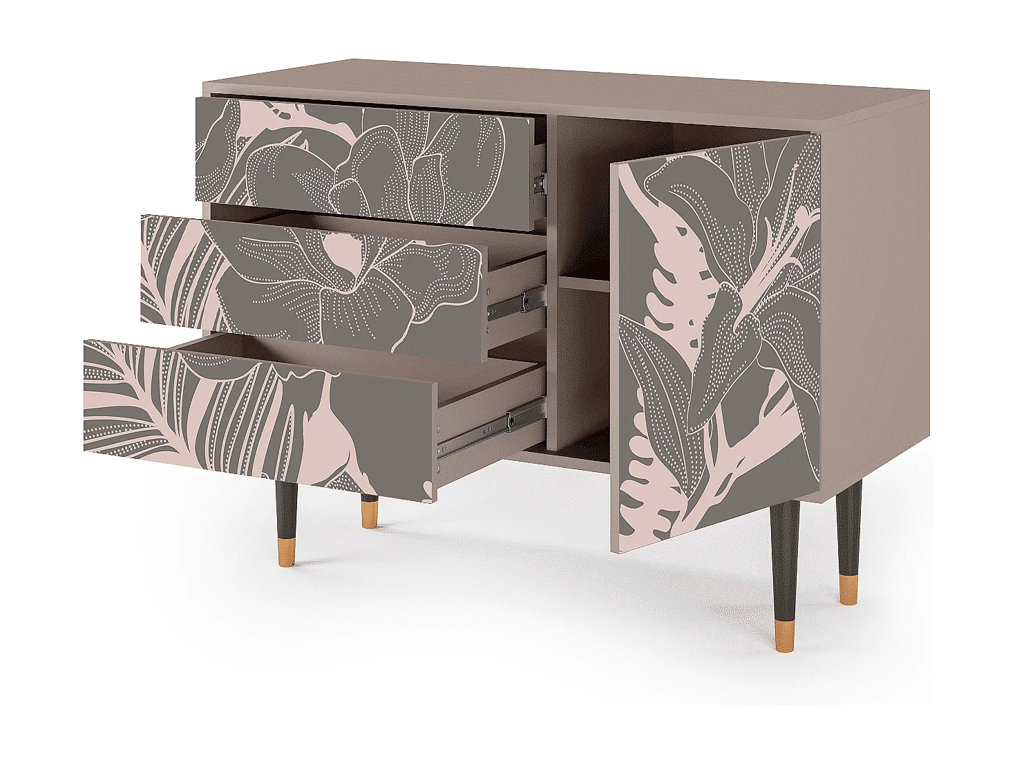 Kredens - 115х84х41 cm - S3 - Issabelline Flower, Latte