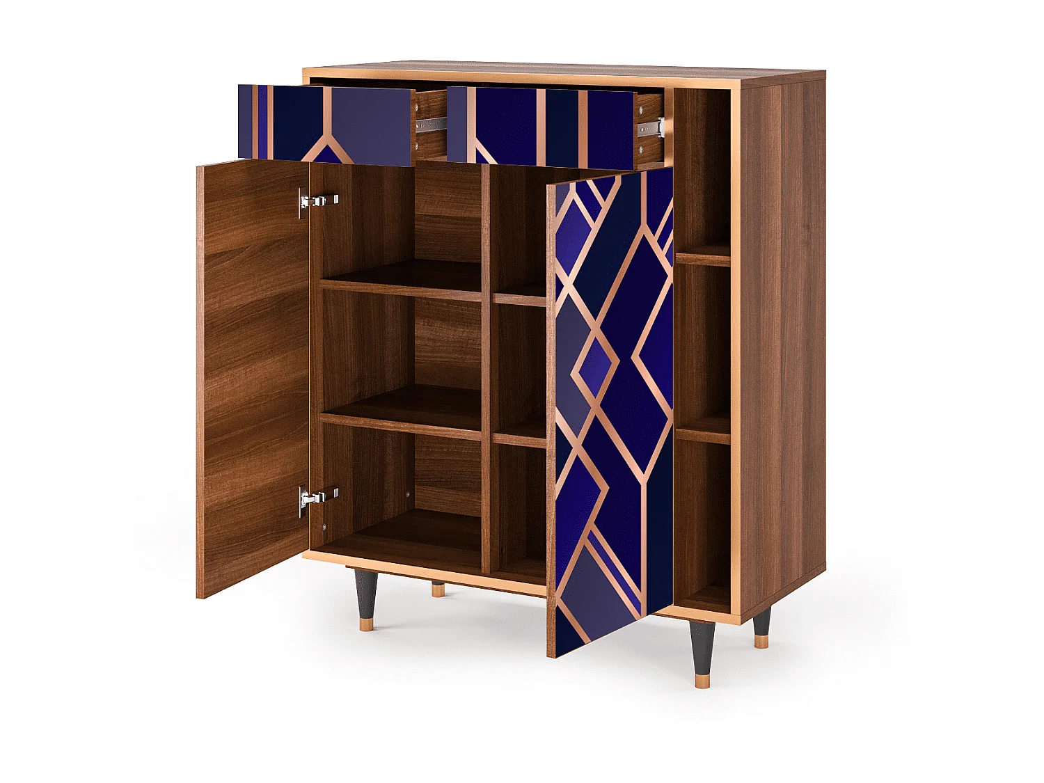 Dressoir - 96х110х41 cm - BS6 - Aquamarine Getsby, Walnoot