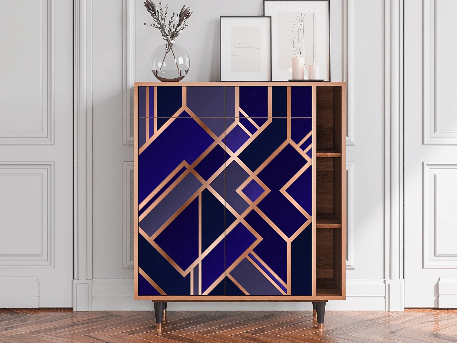 Credenza - 96х110х41 cm - BS6 - Aquamarine Getsby, Noce