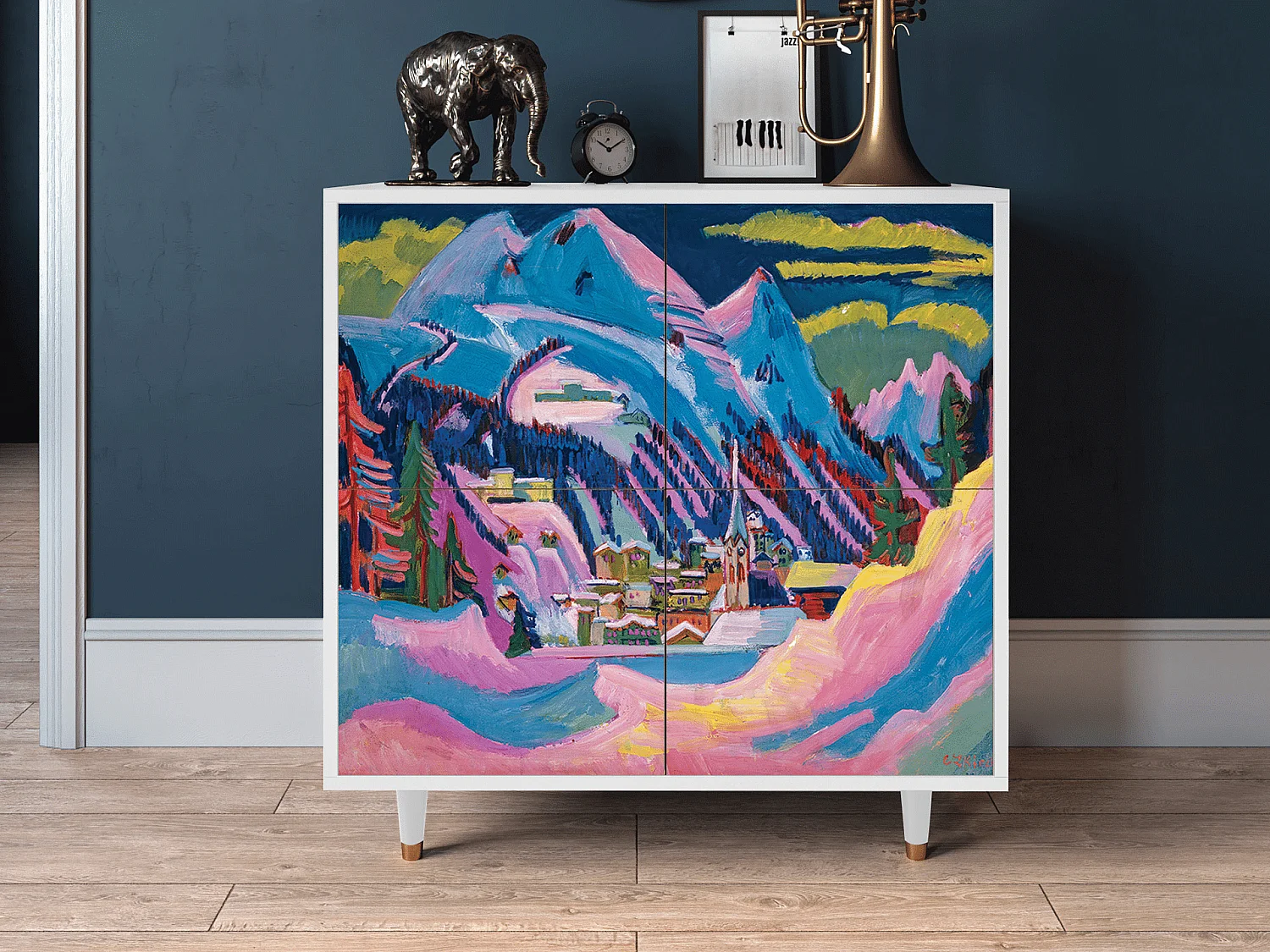 Kredens - 94x96x48 cm - BS3 - Davos Winter, Biały