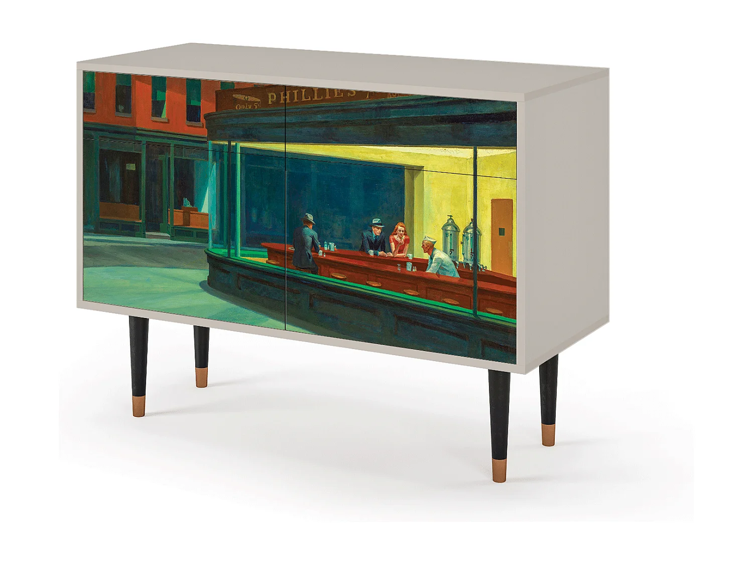 Kredens - 115x85x48 cm - BS4 - Nighthawks by Hopper, Piaskowy