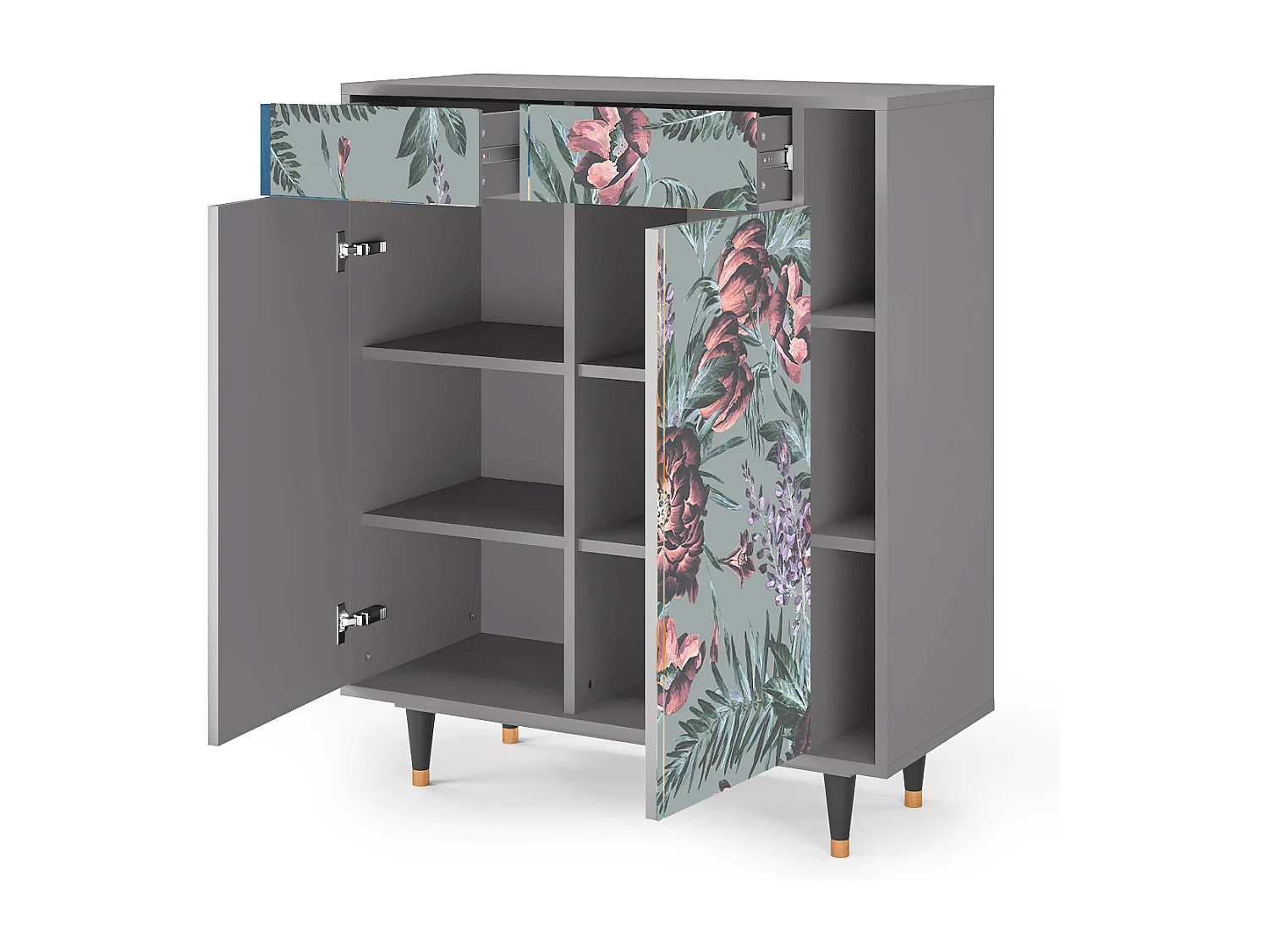 Credenza - 96х110х41 cm - BS6 - Light Peonies, Grigio