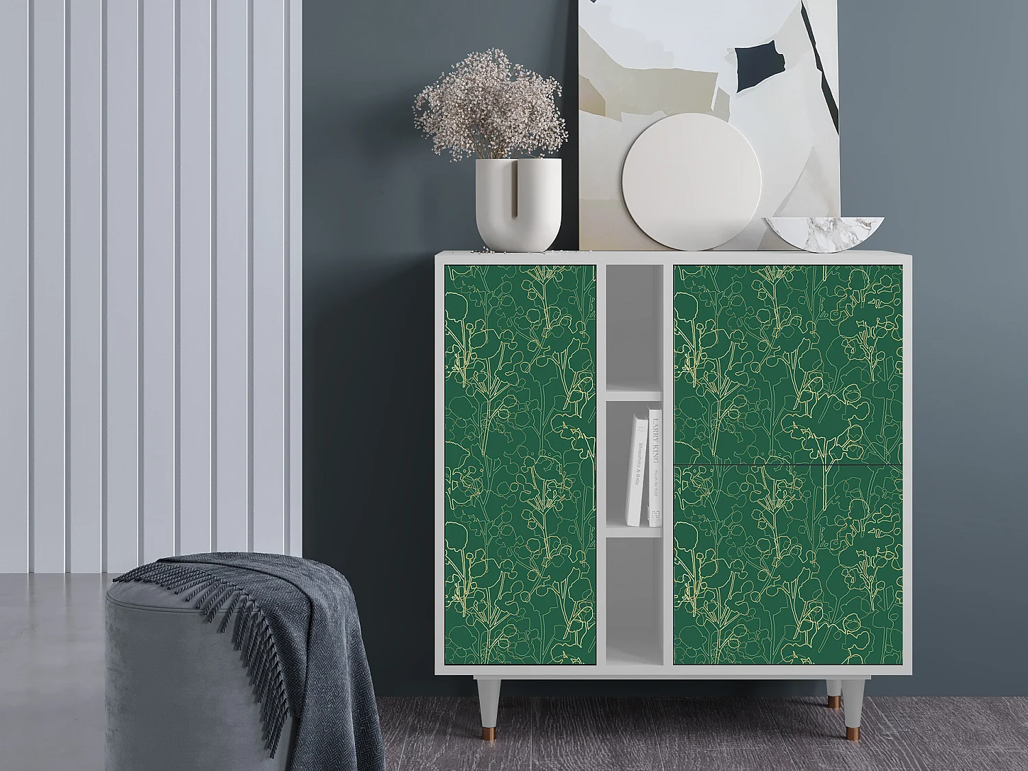 Kredens - 94х96х41 cm - BS5 - Emerald Forest, Biały