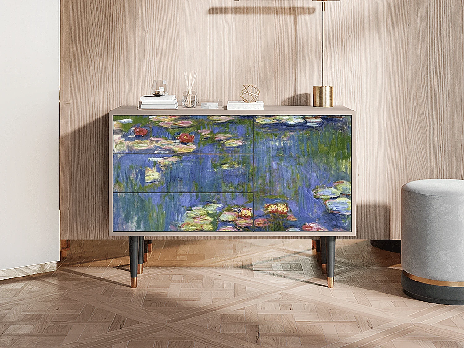 Credenza - 115х84х41 cm - S3 - The water lily pond  , Latte