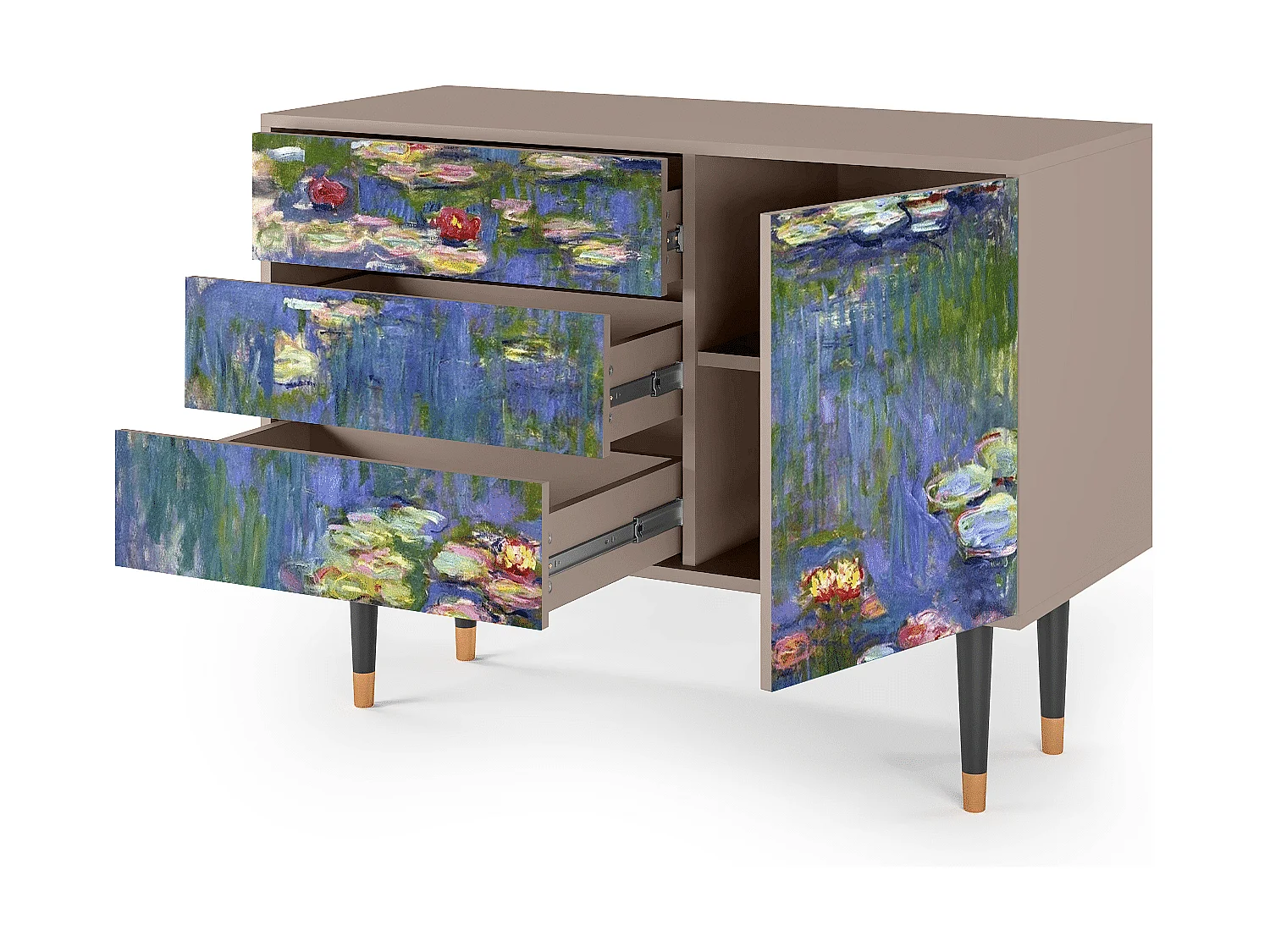 Credenza - 115х84х41 cm - S3 - The water lily pond  , Latte