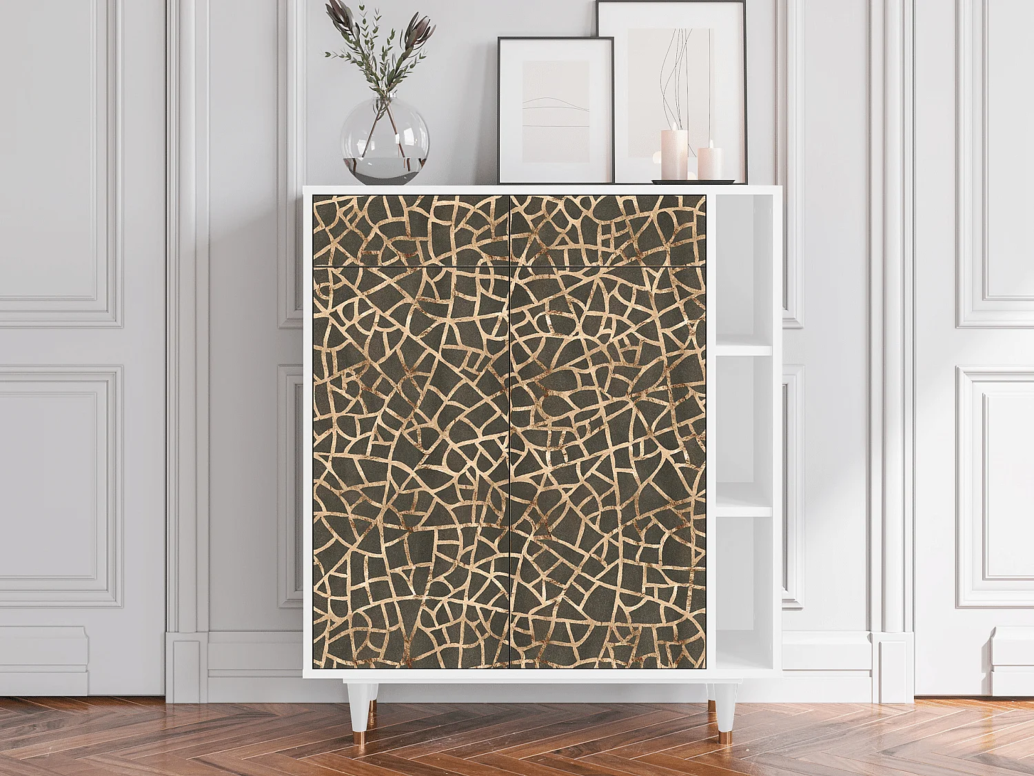 Kredens - 96х110х41 cm - BS6 - Enlarged Leaf, Biały