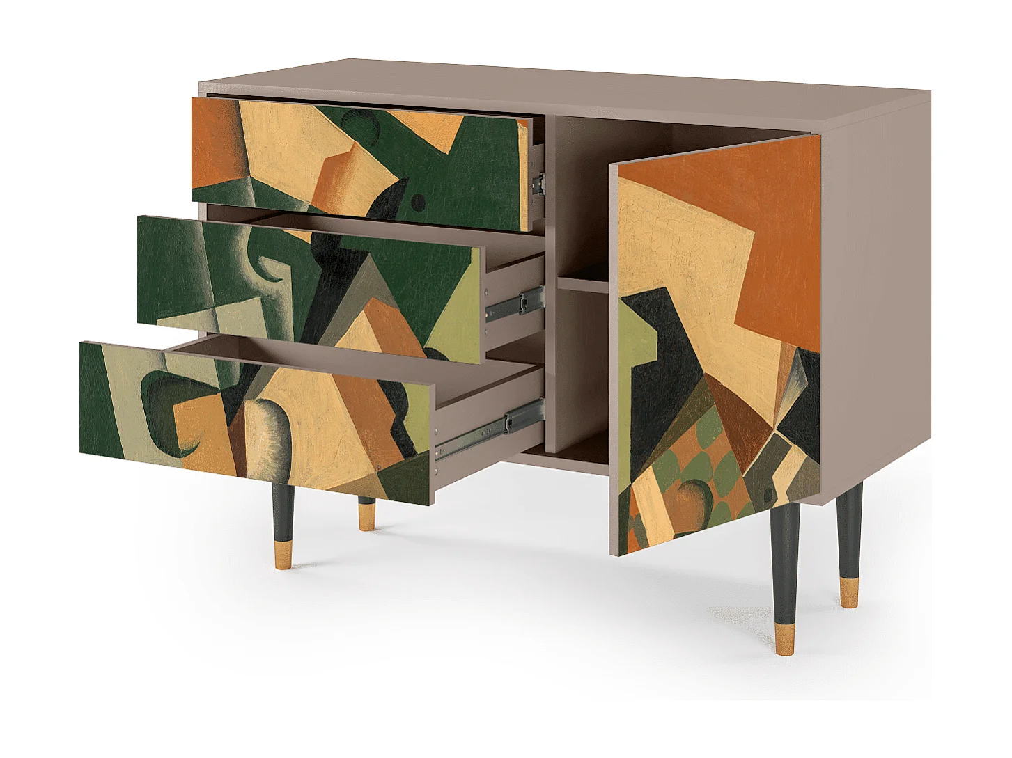 Buffet - 115х84х41 cm - S3 - Glass and Checkerboard, Latte