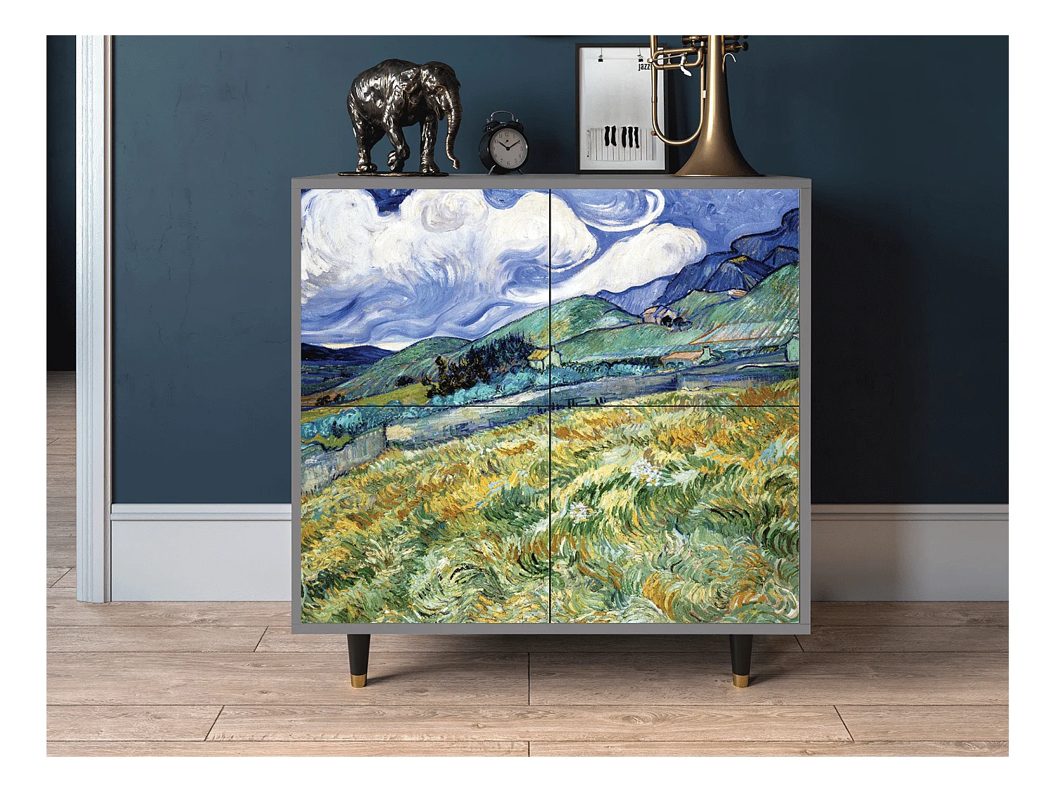 Kredens - 94x96x48 cm - BS3 - Landscape, Szary
