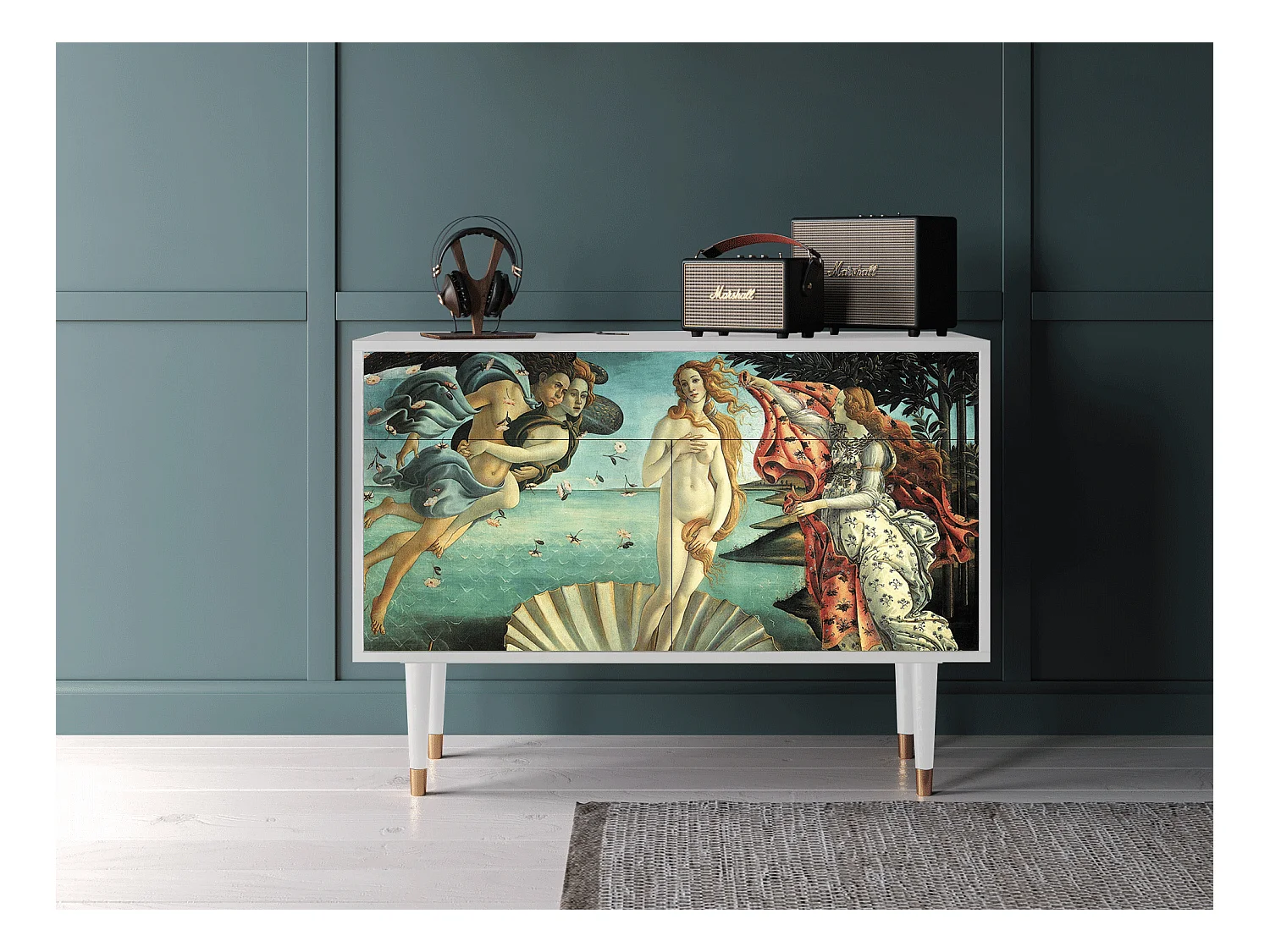 Kredens - 115x85x48 cm - BS4 - The Birth of Venus, Biały