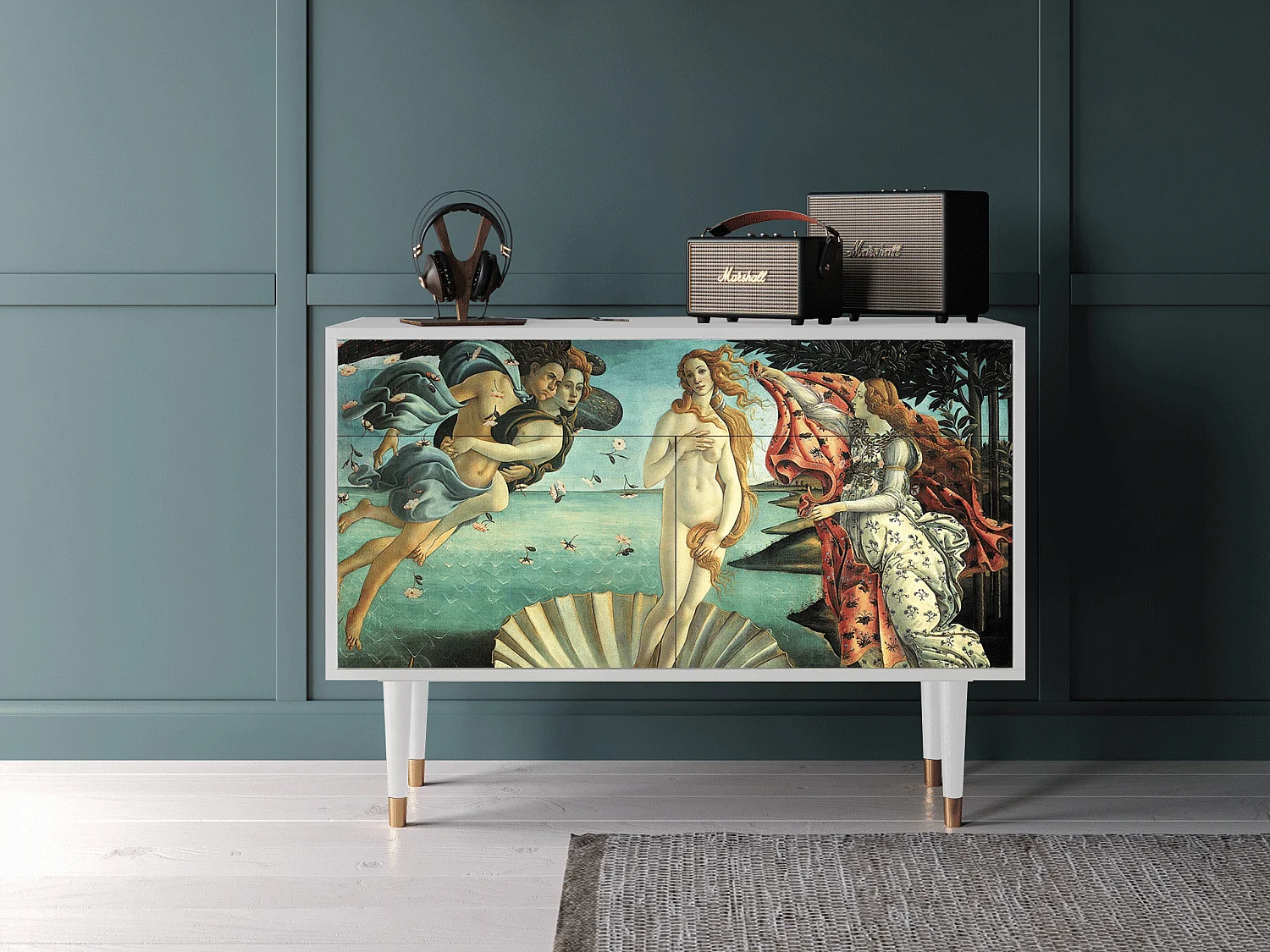 Kredens - 115x85x48 cm - BS4 - The Birth of Venus, Biały