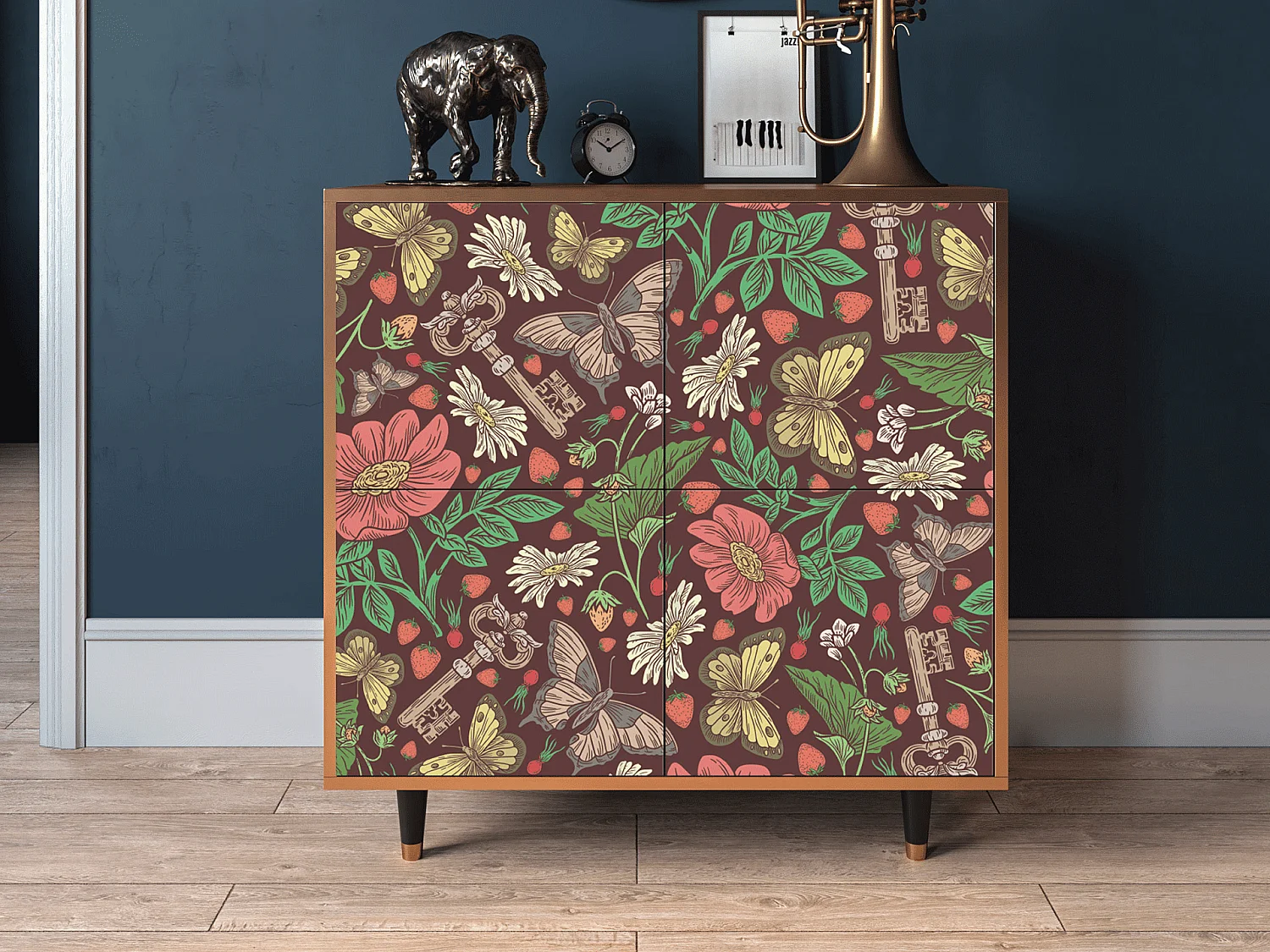 Buffet - 94x96x48 cm - BS3 - Alice in Wonderland, Noyer