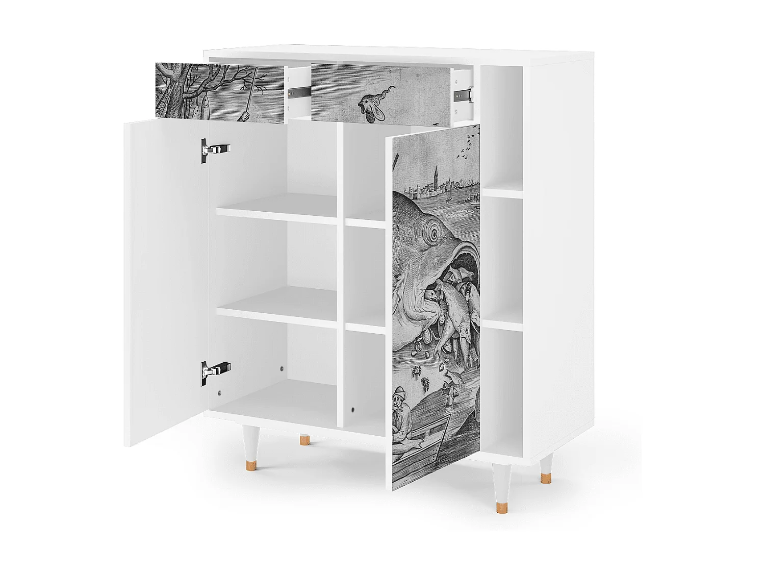 Aparador - 96х110х41 cm - BS6 - Big Fish Eat Little, Blanco