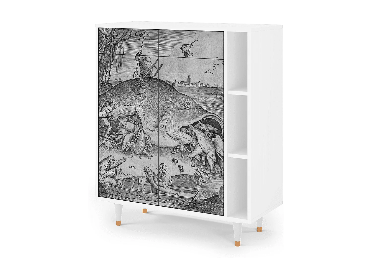 Kredens - 96х110х41 cm - BS6 - Big Fish Eat Little, Biały