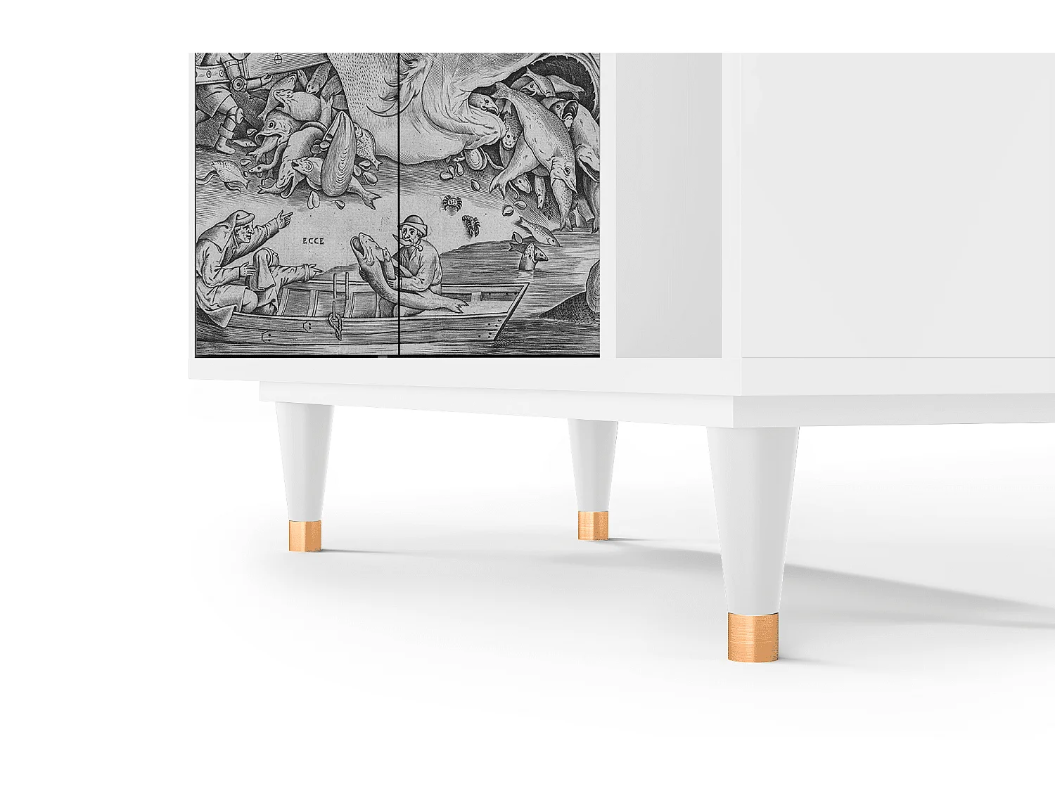 Kredens - 96х110х41 cm - BS6 - Big Fish Eat Little, Biały