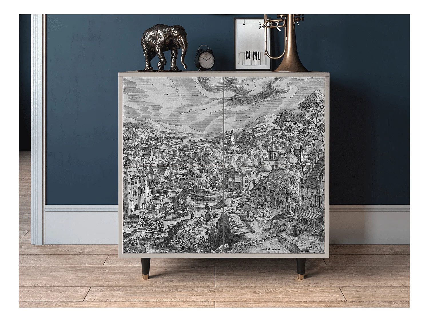 Kredens - 94x96x48 cm - BS3 - Bird Dropping, Piaskowy