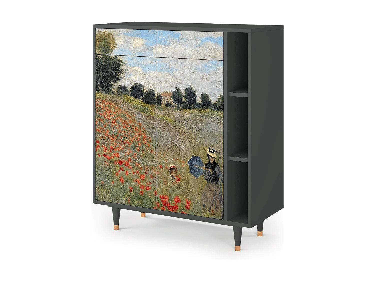 Kredens - 96х110х41 cm - BS6 - The Poppy Field   , Antracyt