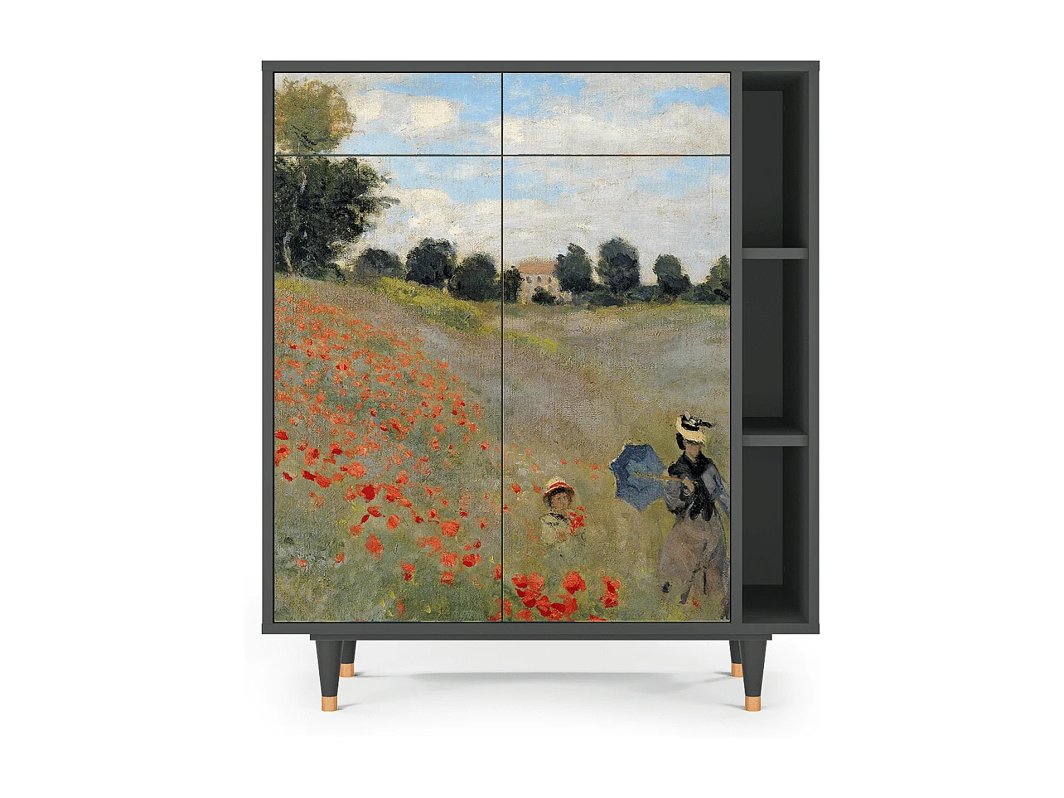 Dressoir - 96х110х41 cm - BS6 - The Poppy Field   , Antraciet