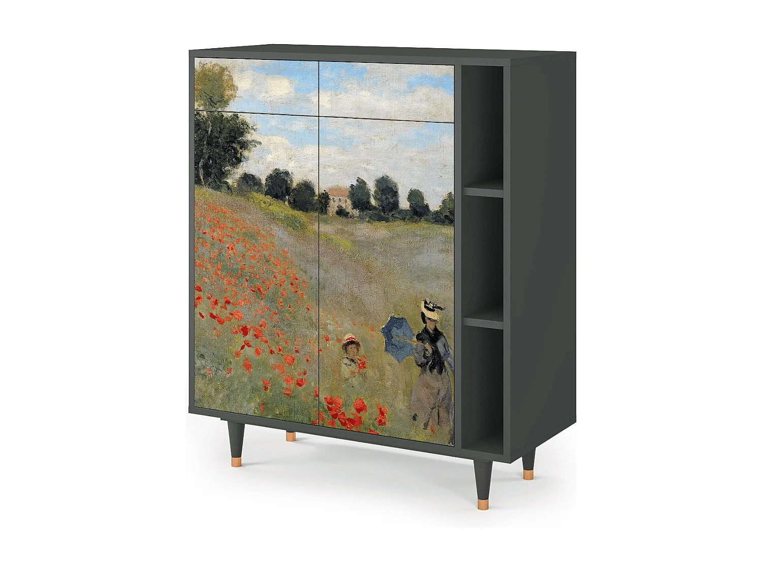 Kredens - 96х110х41 cm - BS6 - The Poppy Field   , Antracyt