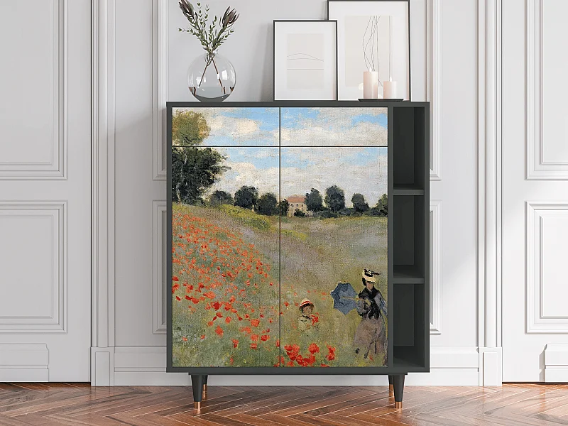 Kredens - 96х110х41 cm - BS6 - The Poppy Field   , Antracyt