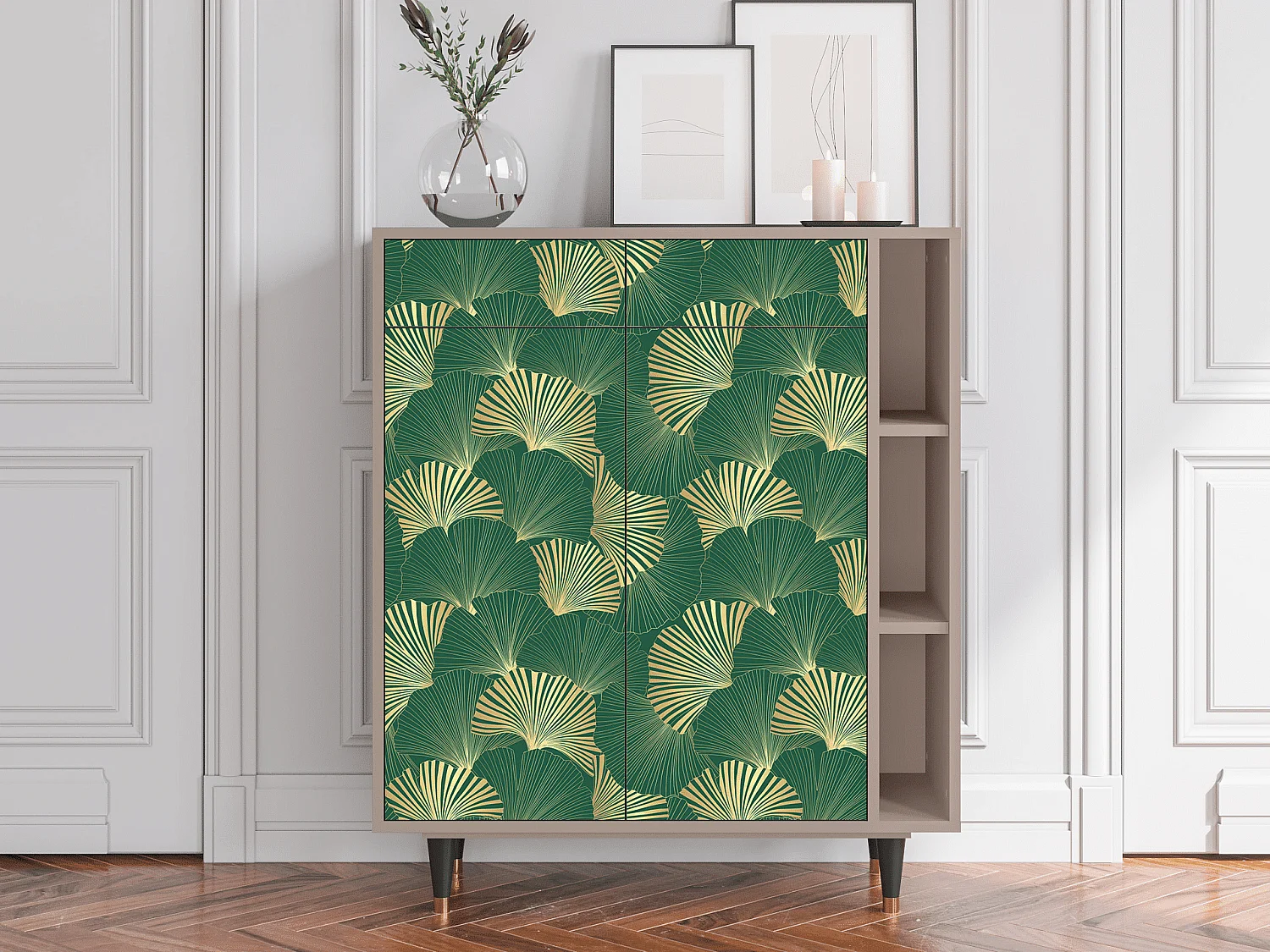 Kredens - 96х110х41 cm - BS6 - Gold Ginkgo, Latte