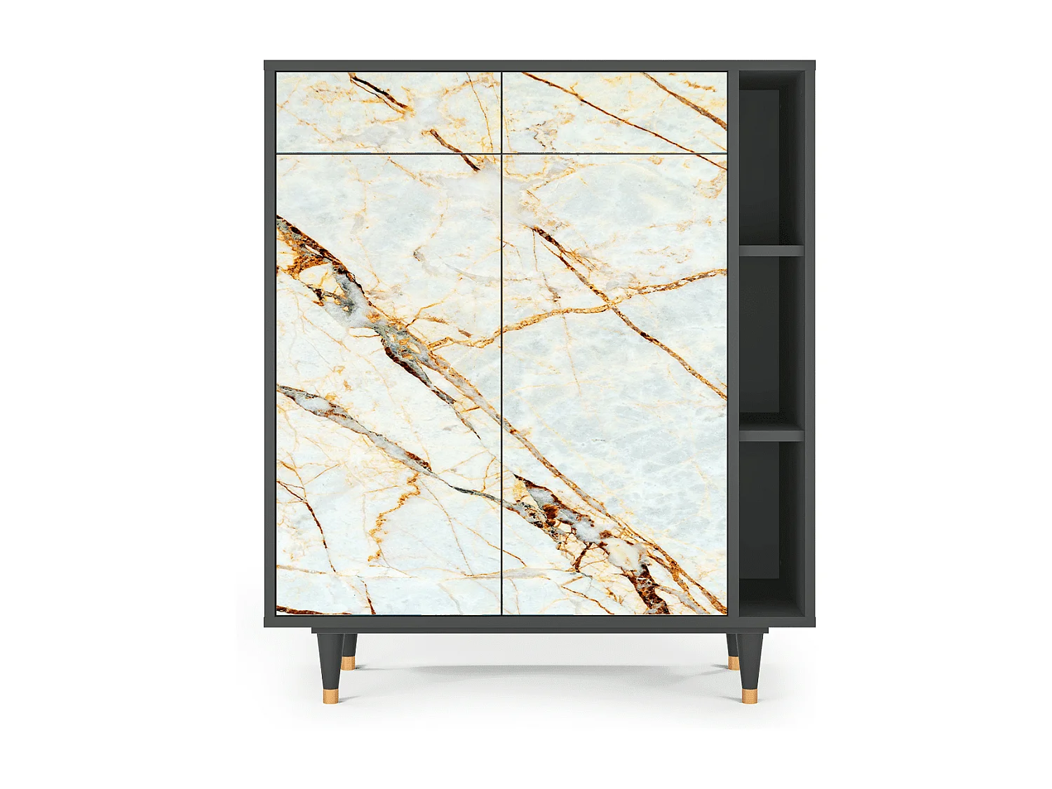 Dressoir - 96х110х41 cm - BS6 - Zandy Marble, Antraciet