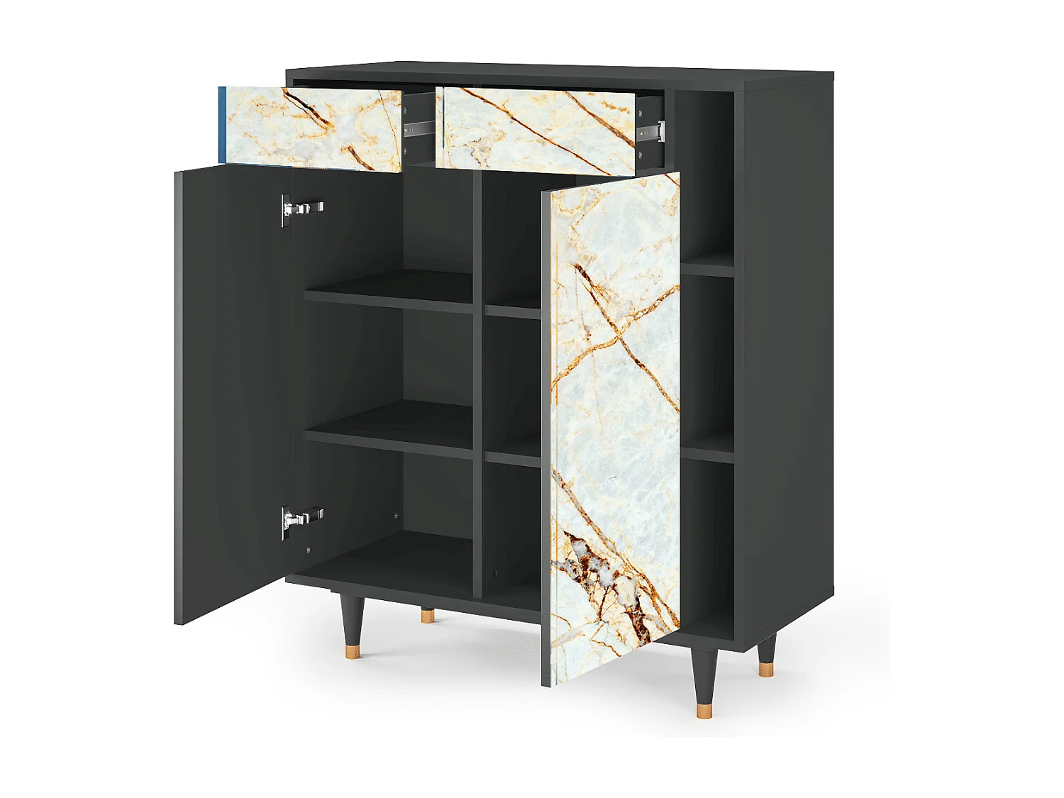 Dressoir - 96х110х41 cm - BS6 - Zandy Marble, Antraciet